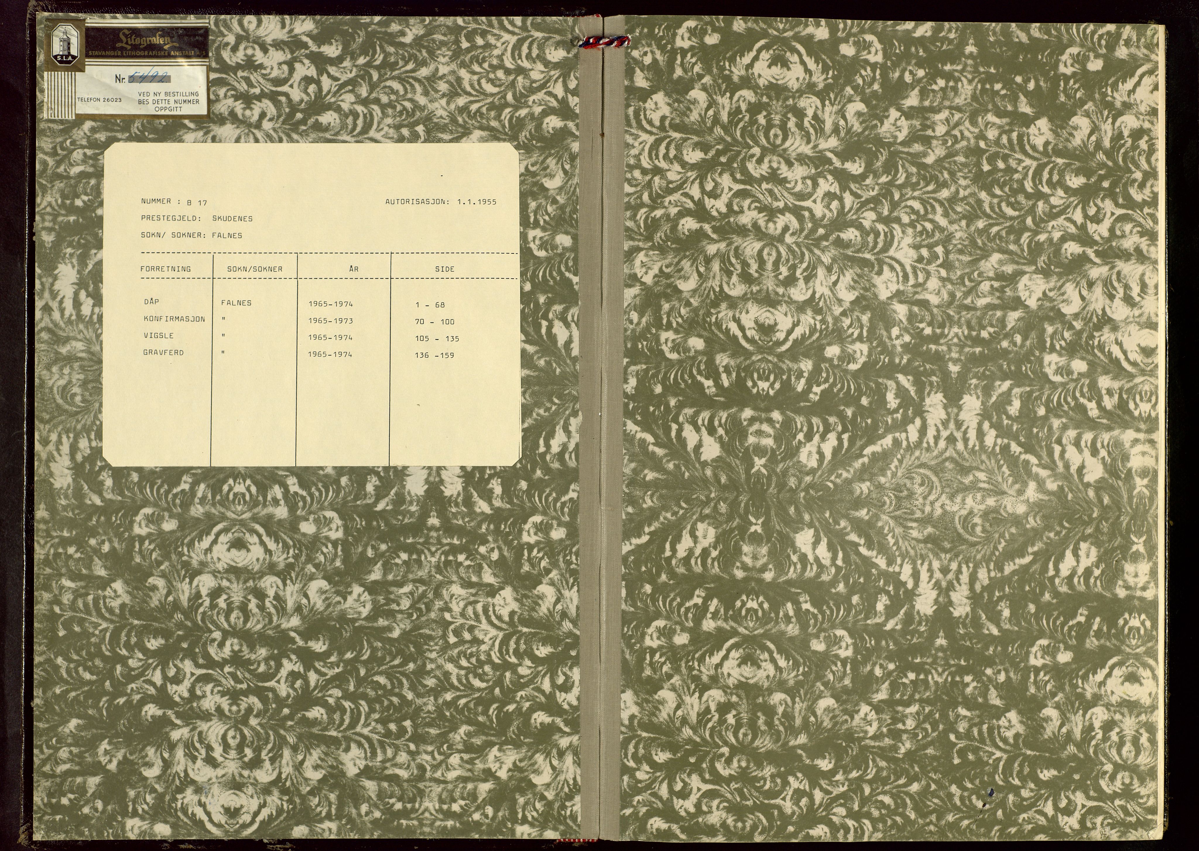 Skudenes sokneprestkontor, AV/SAST-A -101849/H/Ha/Hab/L0017: Parish register (copy) no. B 17, 1965-1974