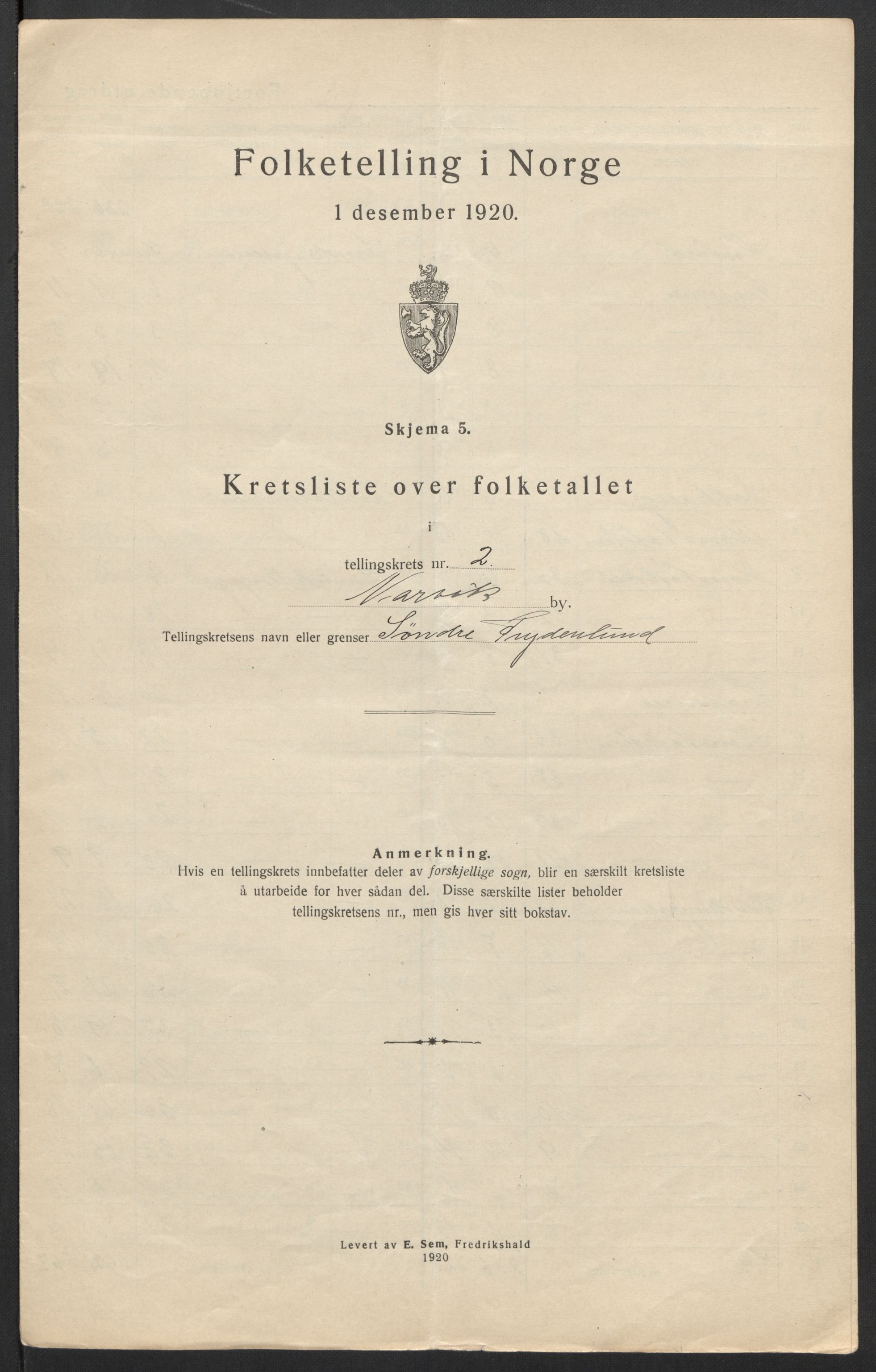SAT, 1920 census for Narvik, 1920, p. 12