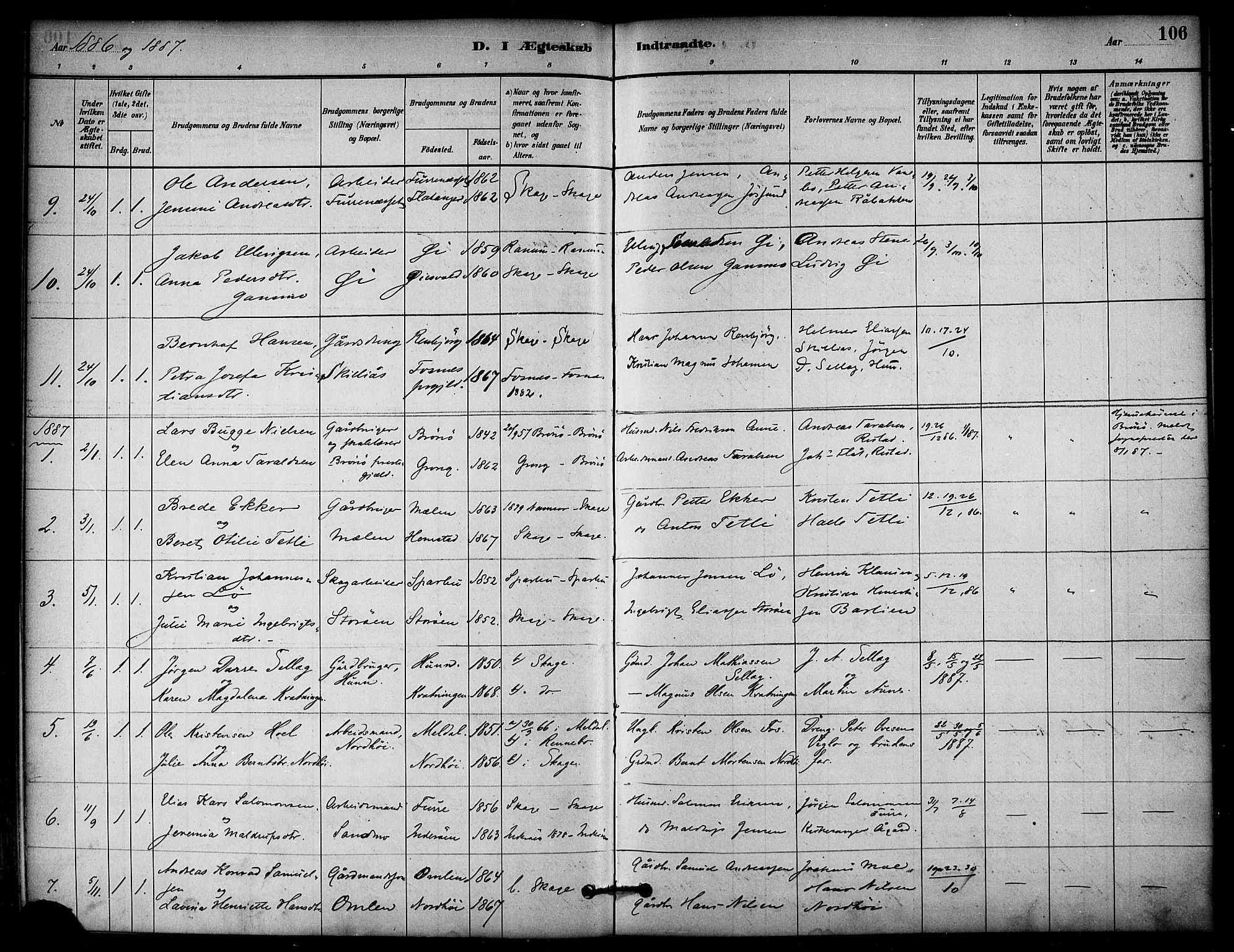Ministerialprotokoller, klokkerbøker og fødselsregistre - Nord-Trøndelag, SAT/A-1458/766/L0563: Parish register (official) no. 767A01, 1881-1899, p. 106