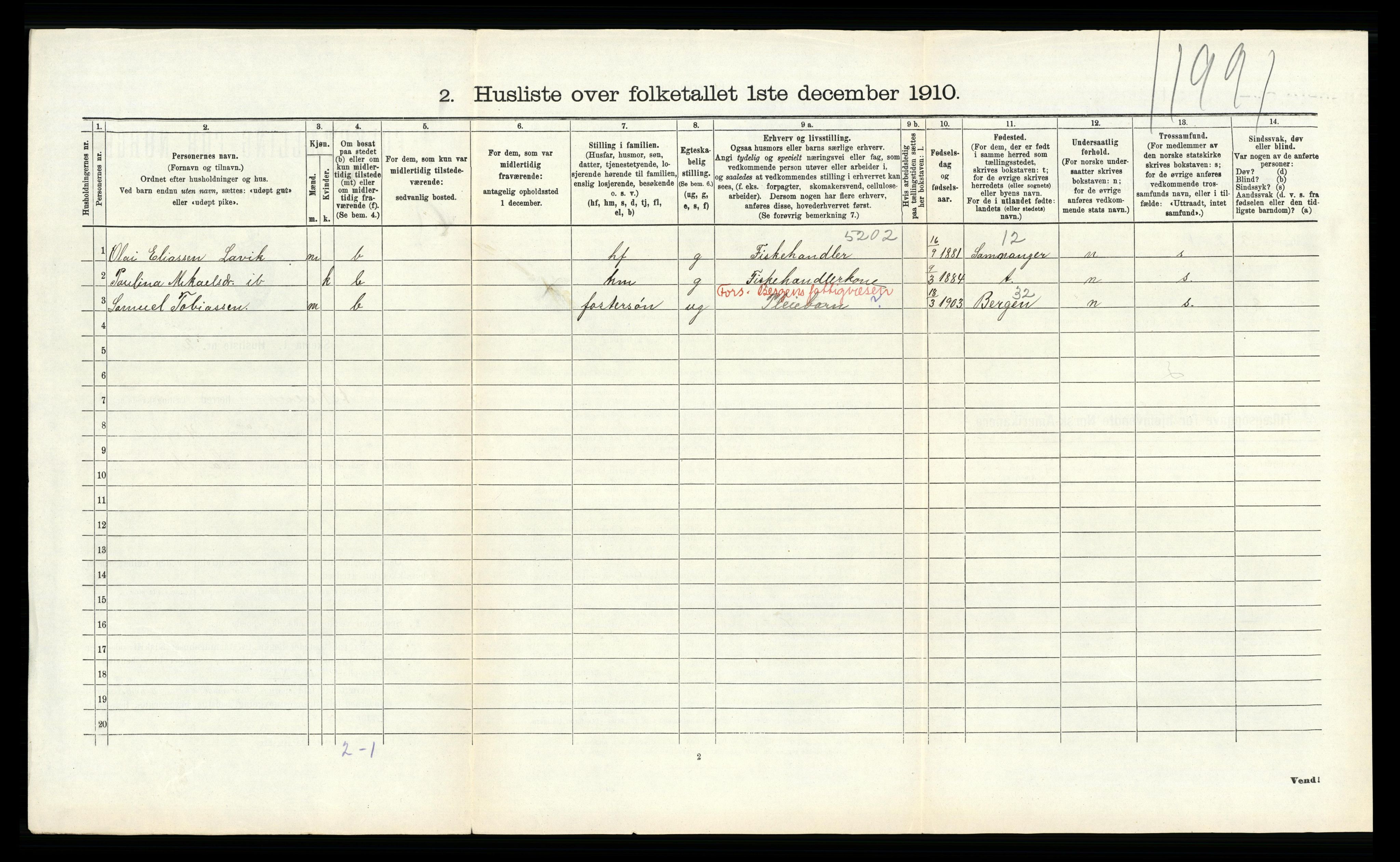 RA, 1910 census for Askøy, 1910, p. 409