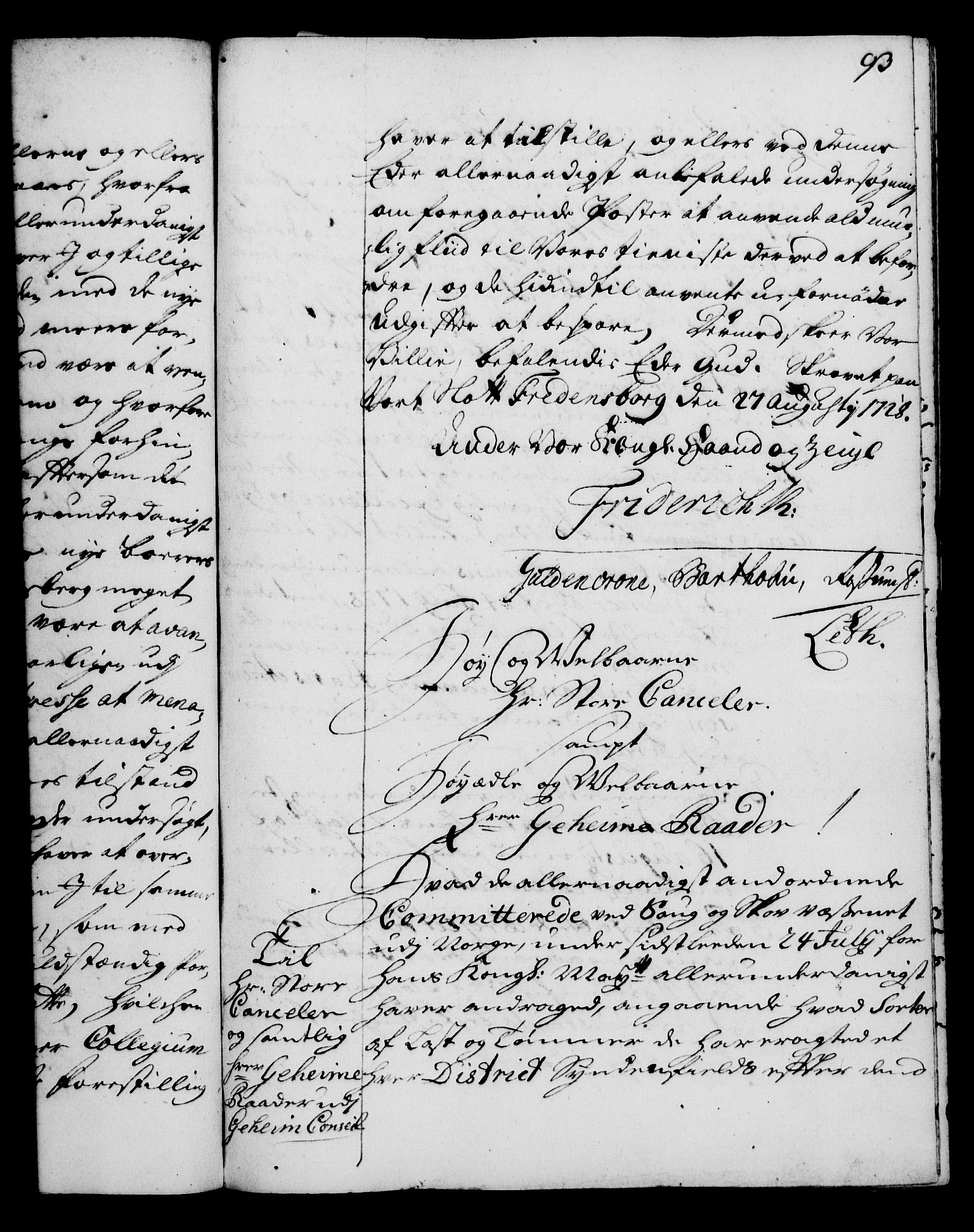 Rentekammeret, Kammerkanselliet, RA/EA-3111/G/Gg/Gga/L0003: Norsk ekspedisjonsprotokoll med register (merket RK 53.3), 1727-1734, p. 93