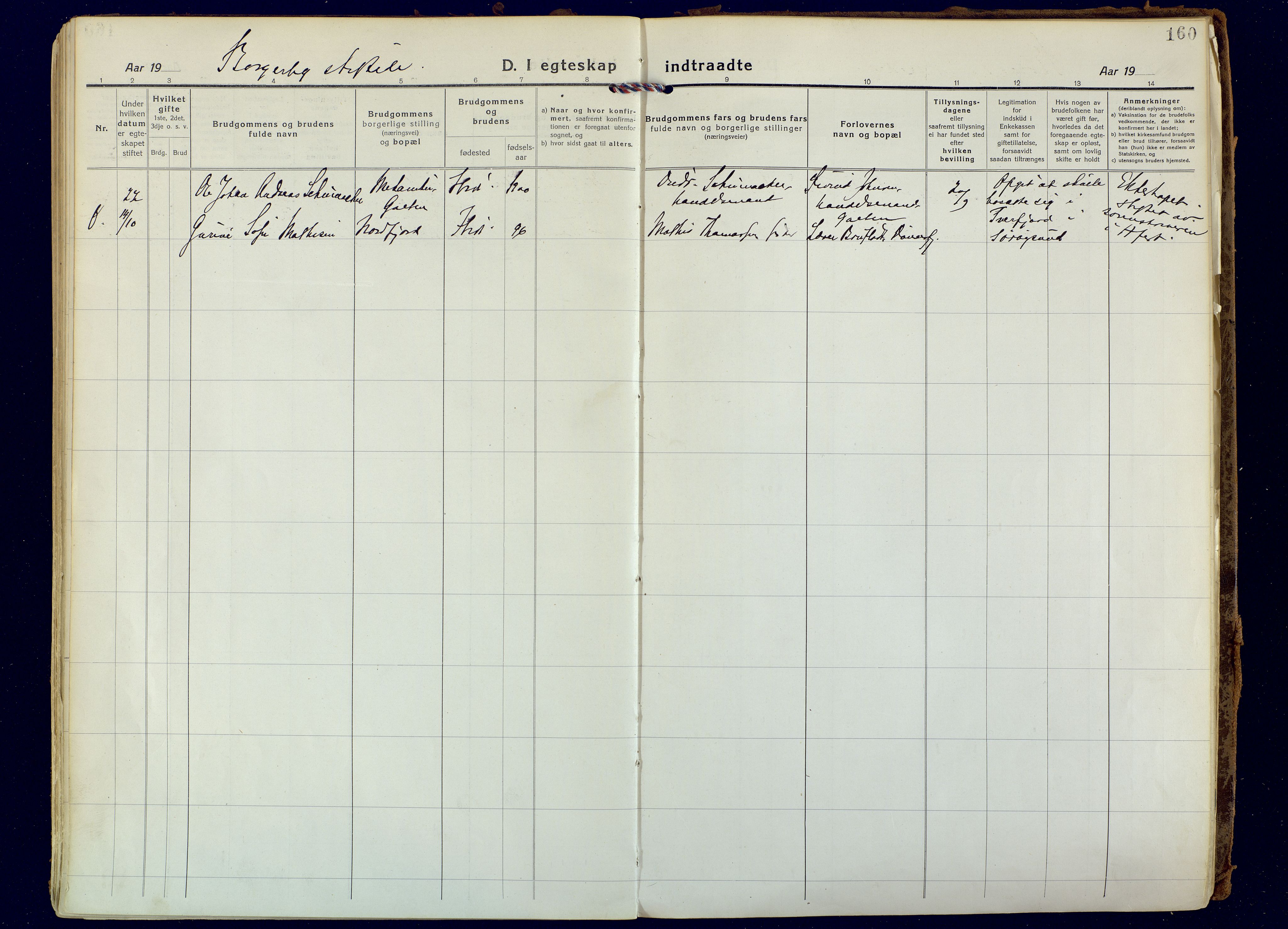Hammerfest sokneprestkontor, SATØ/S-1347: Parish register (official) no. 18, 1918-1933, p. 160