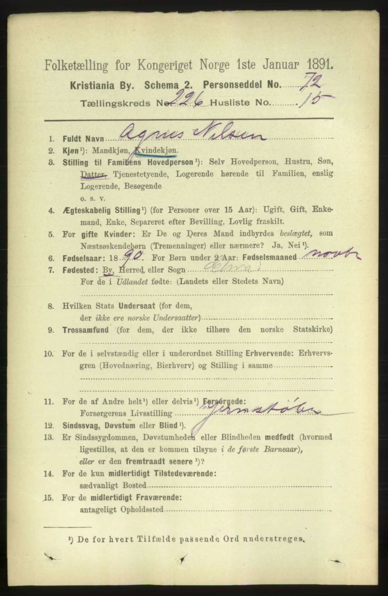 RA, 1891 census for 0301 Kristiania, 1891, p. 137876