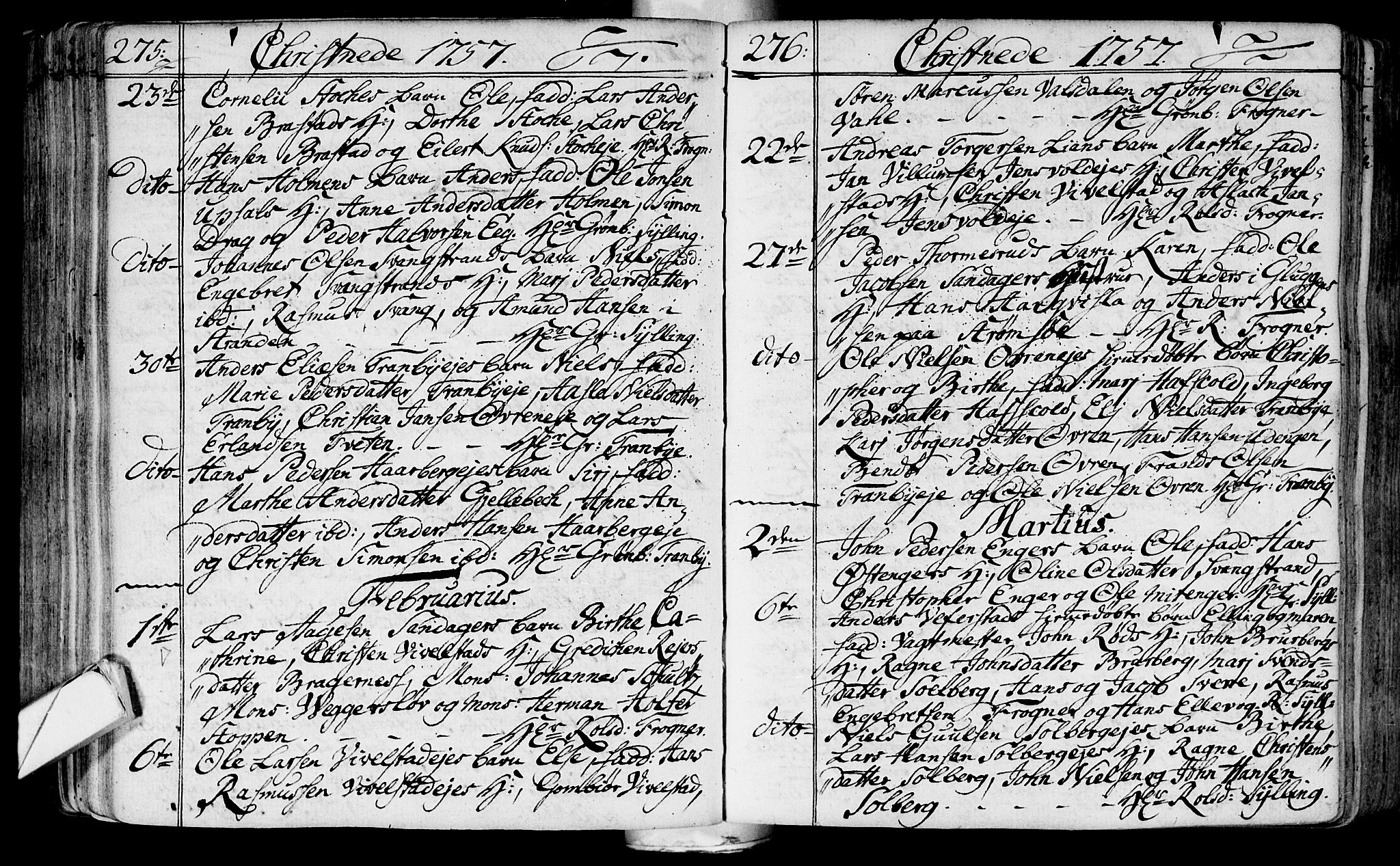 Lier kirkebøker, AV/SAKO-A-230/F/Fa/L0004: Parish register (official) no. I 4, 1749-1764, p. 275-276