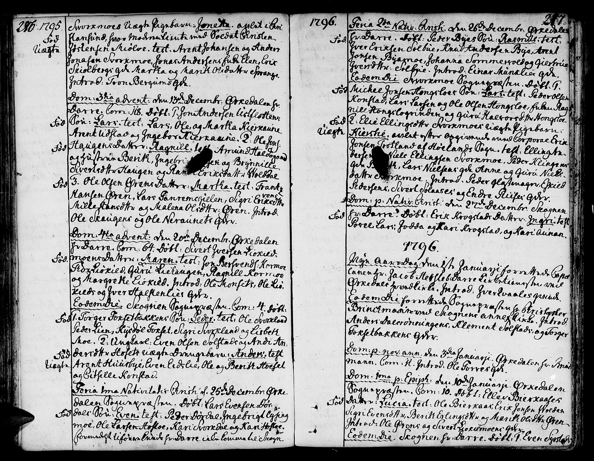 Ministerialprotokoller, klokkerbøker og fødselsregistre - Sør-Trøndelag, SAT/A-1456/668/L0802: Parish register (official) no. 668A02, 1776-1799, p. 286-287