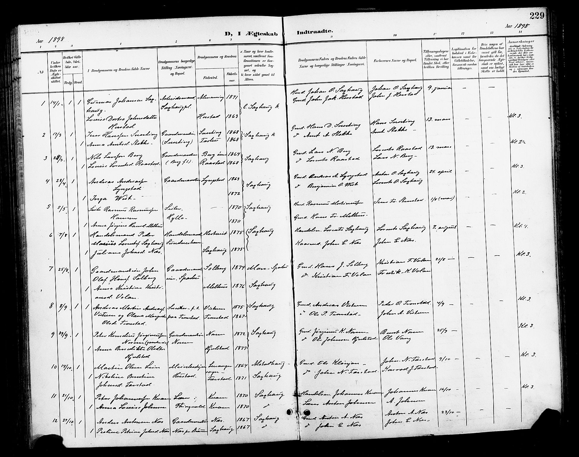 Ministerialprotokoller, klokkerbøker og fødselsregistre - Nord-Trøndelag, SAT/A-1458/730/L0302: Parish register (copy) no. 730C05, 1898-1924, p. 229