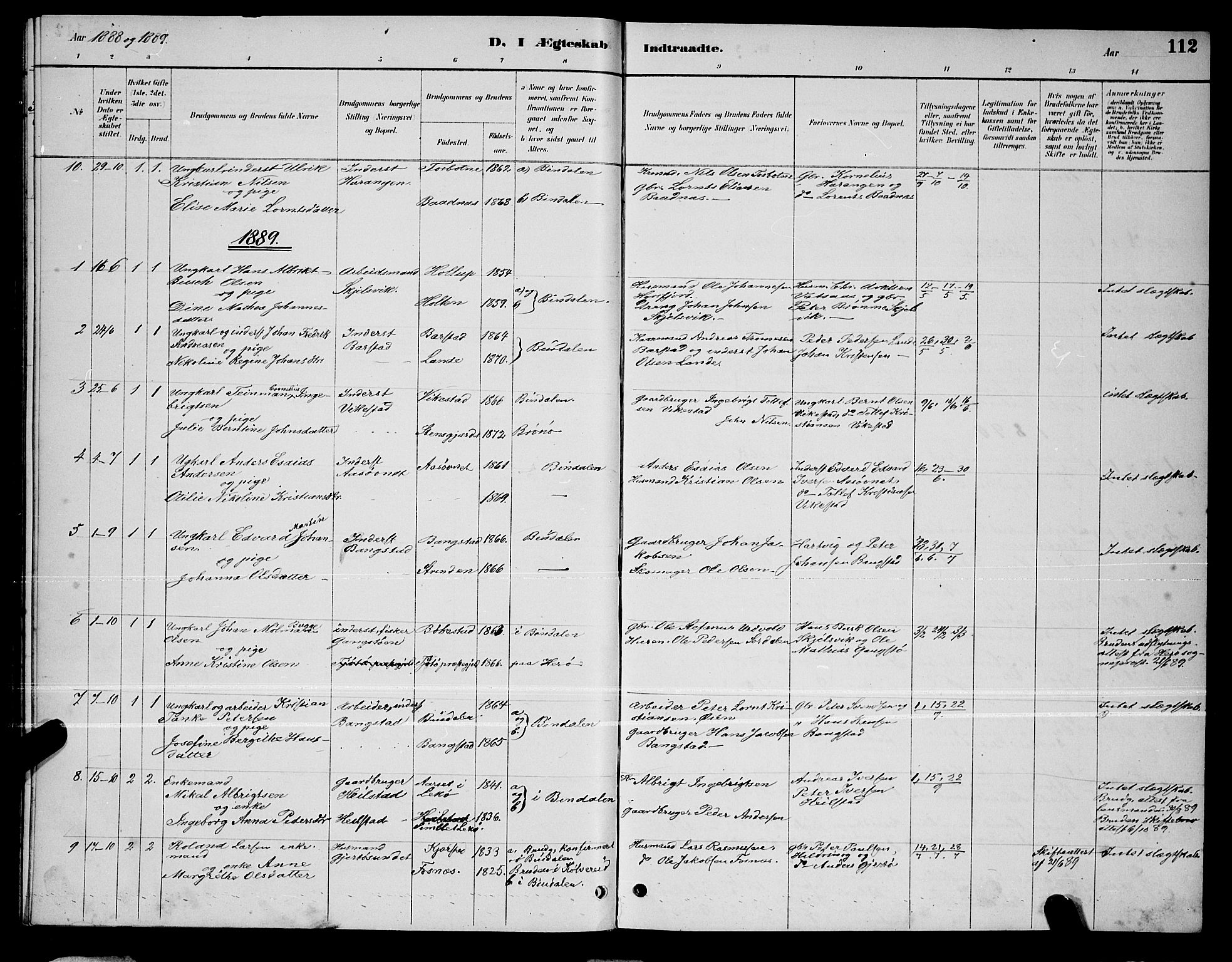 Ministerialprotokoller, klokkerbøker og fødselsregistre - Nordland, SAT/A-1459/810/L0160: Parish register (copy) no. 810C03, 1884-1896, p. 112