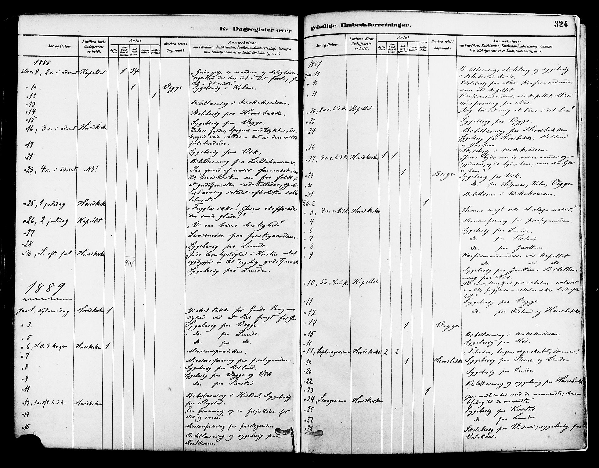 Suldal sokneprestkontor, SAST/A-101845/01/IV/L0011: Parish register (official) no. A 11, 1878-1900, p. 324