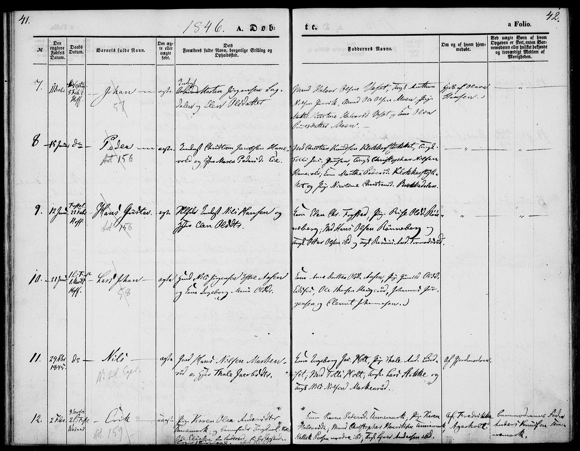 Hof kirkebøker, AV/SAKO-A-64/F/Fa/L0005: Parish register (official) no. I 5, 1844-1851, p. 41-42