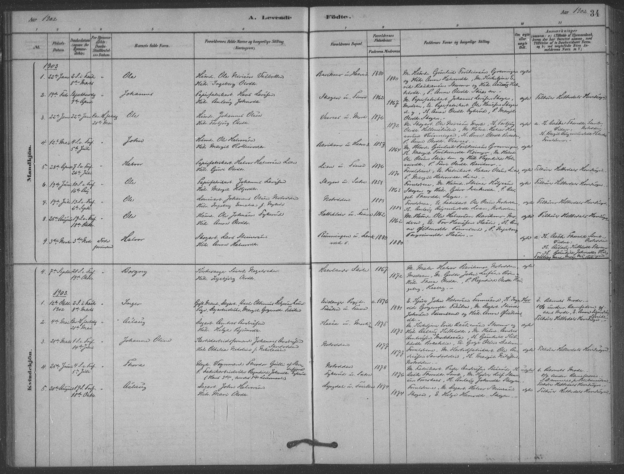 Heddal kirkebøker, SAKO/A-268/F/Fb/L0002: Parish register (official) no. II 2, 1878-1913, p. 34