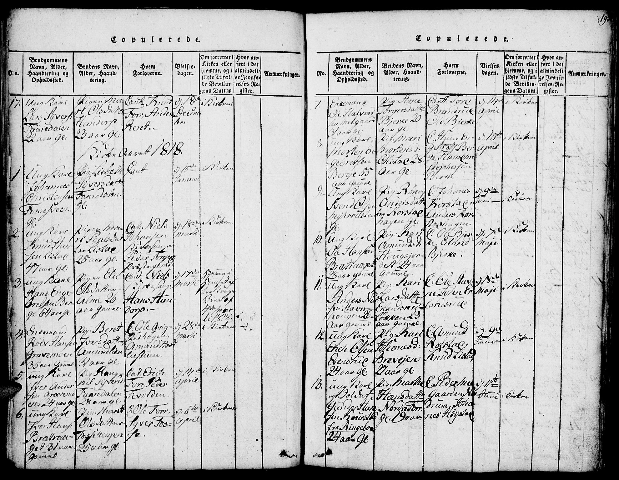 Fron prestekontor, SAH/PREST-078/H/Ha/Hab/L0001: Parish register (copy) no. 1, 1816-1843, p. 193