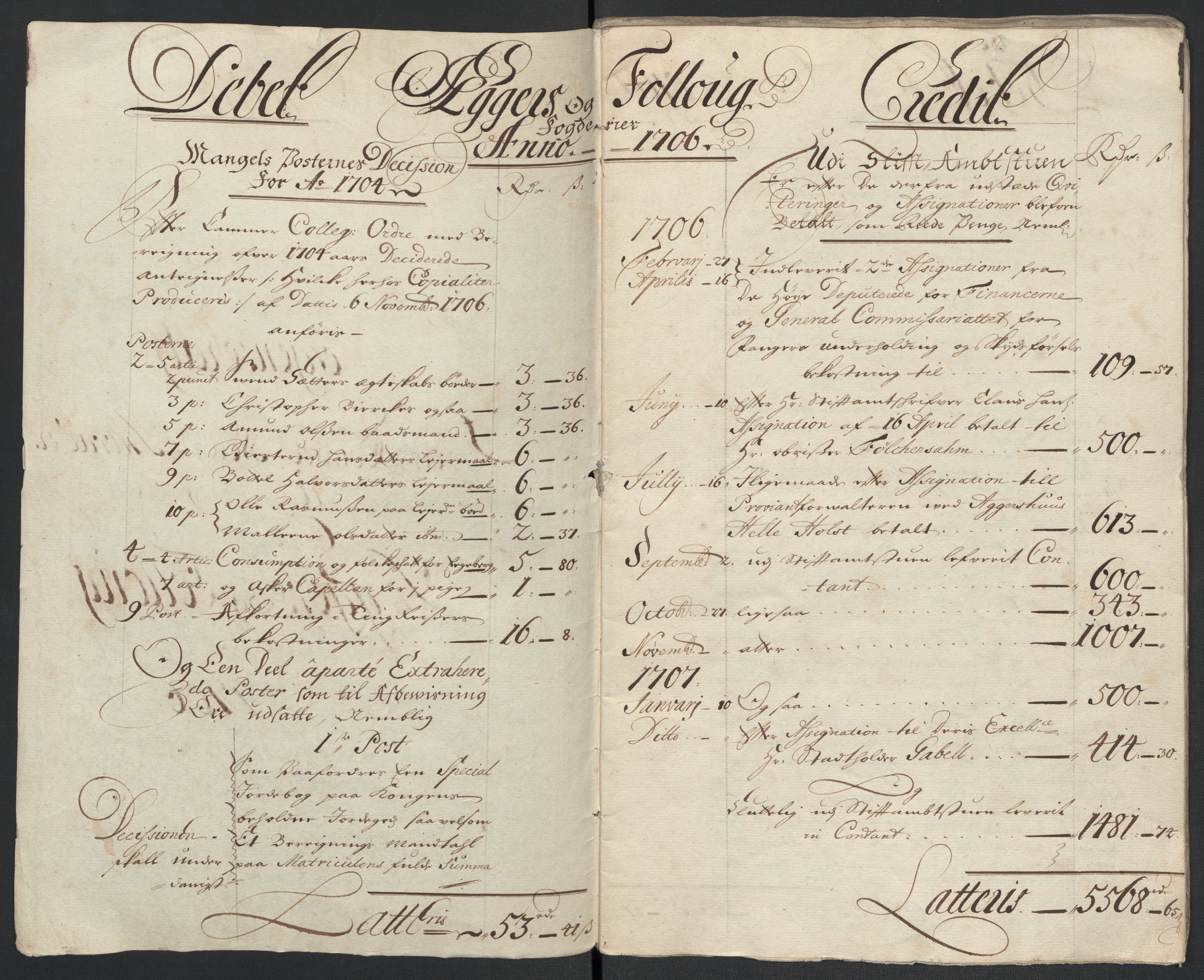 Rentekammeret inntil 1814, Reviderte regnskaper, Fogderegnskap, RA/EA-4092/R10/L0446: Fogderegnskap Aker og Follo, 1705-1706, p. 138