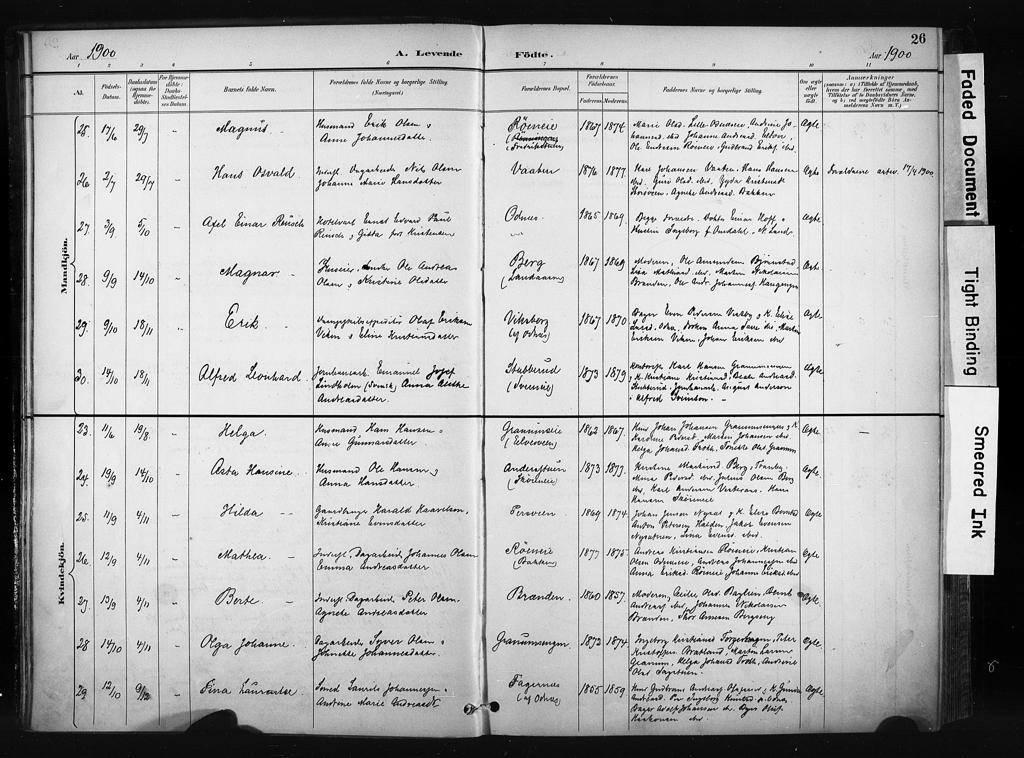 Søndre Land prestekontor, AV/SAH-PREST-122/K/L0004: Parish register (official) no. 4, 1895-1904, p. 26