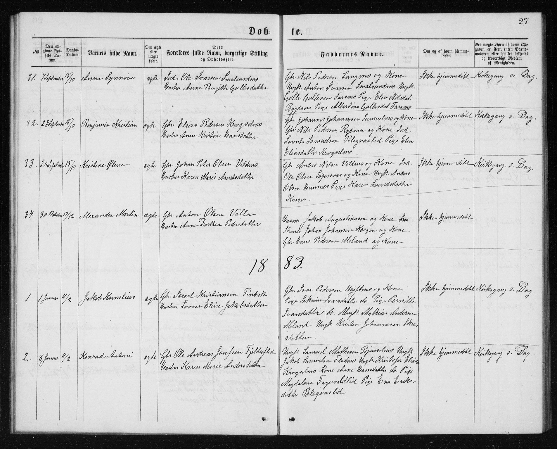 Ministerialprotokoller, klokkerbøker og fødselsregistre - Nordland, SAT/A-1459/826/L0381: Parish register (copy) no. 826C01, 1877-1886, p. 27