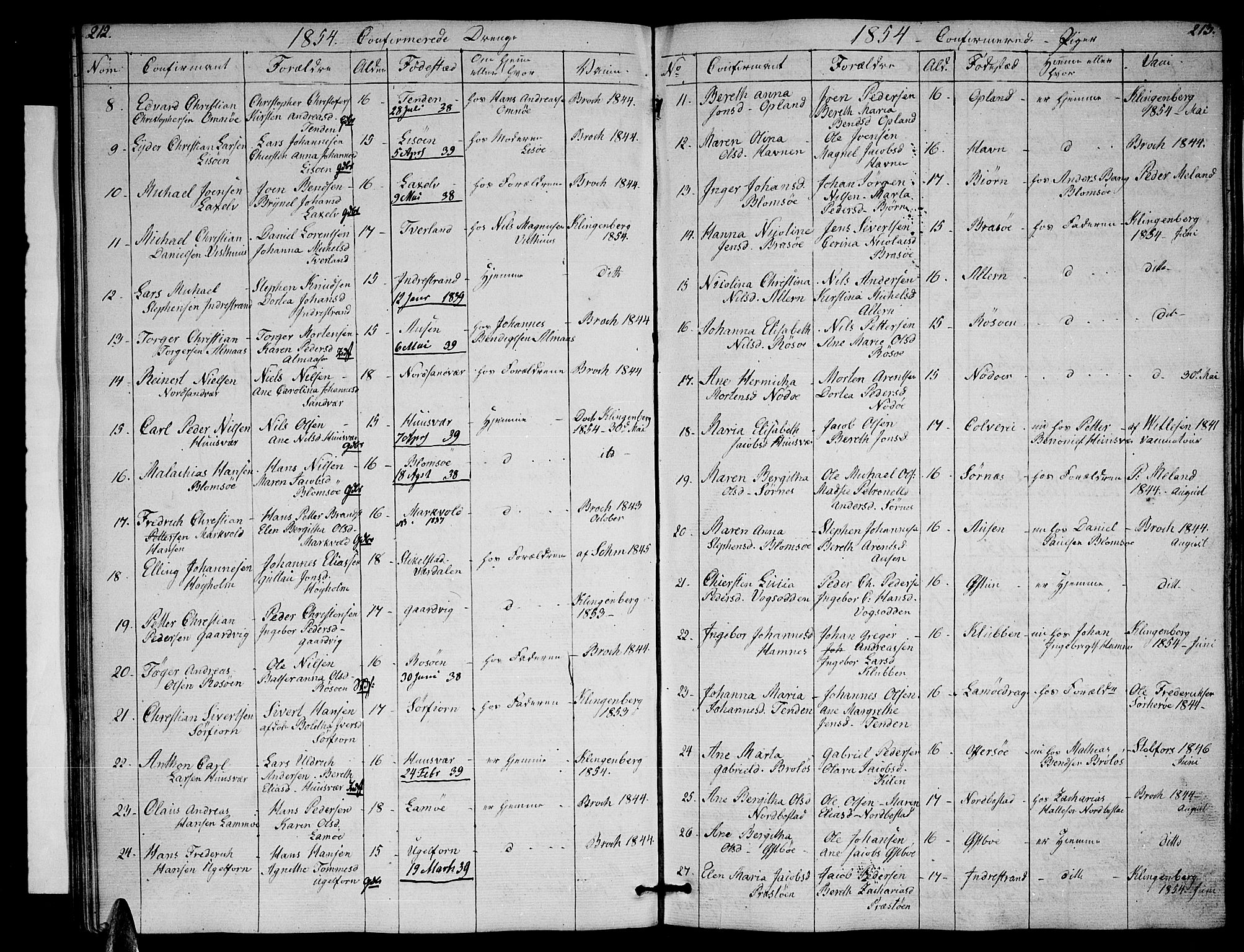 Ministerialprotokoller, klokkerbøker og fødselsregistre - Nordland, AV/SAT-A-1459/830/L0460: Parish register (copy) no. 830C02, 1843-1865, p. 212-213