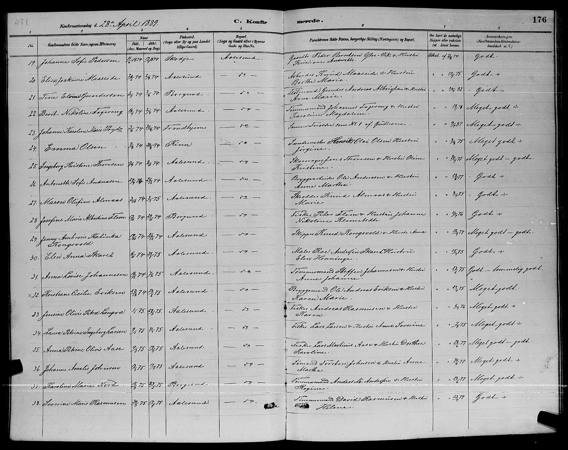 Ministerialprotokoller, klokkerbøker og fødselsregistre - Møre og Romsdal, AV/SAT-A-1454/529/L0467: Parish register (copy) no. 529C04, 1889-1897, p. 176