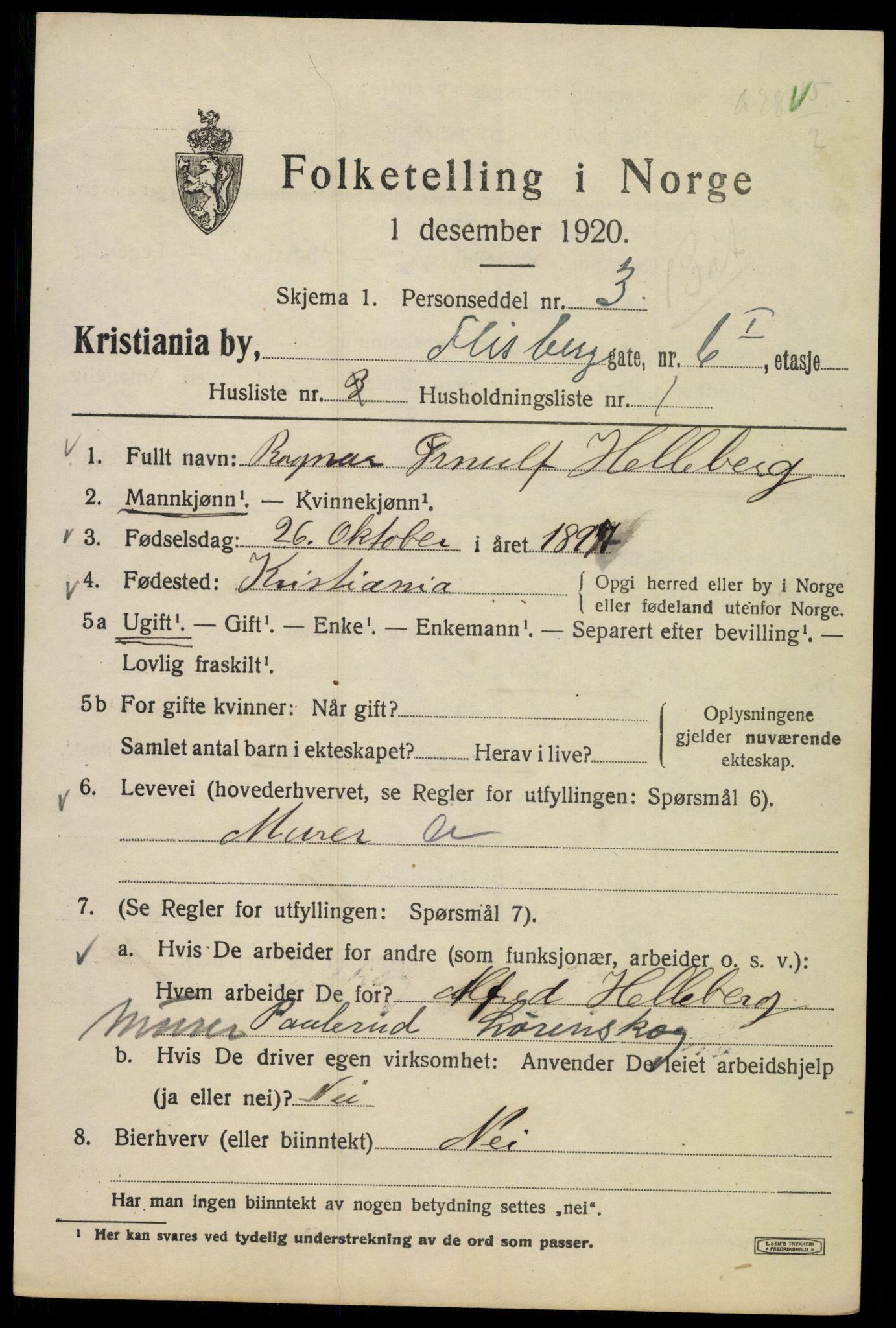 SAO, 1920 census for Kristiania, 1920, p. 230029