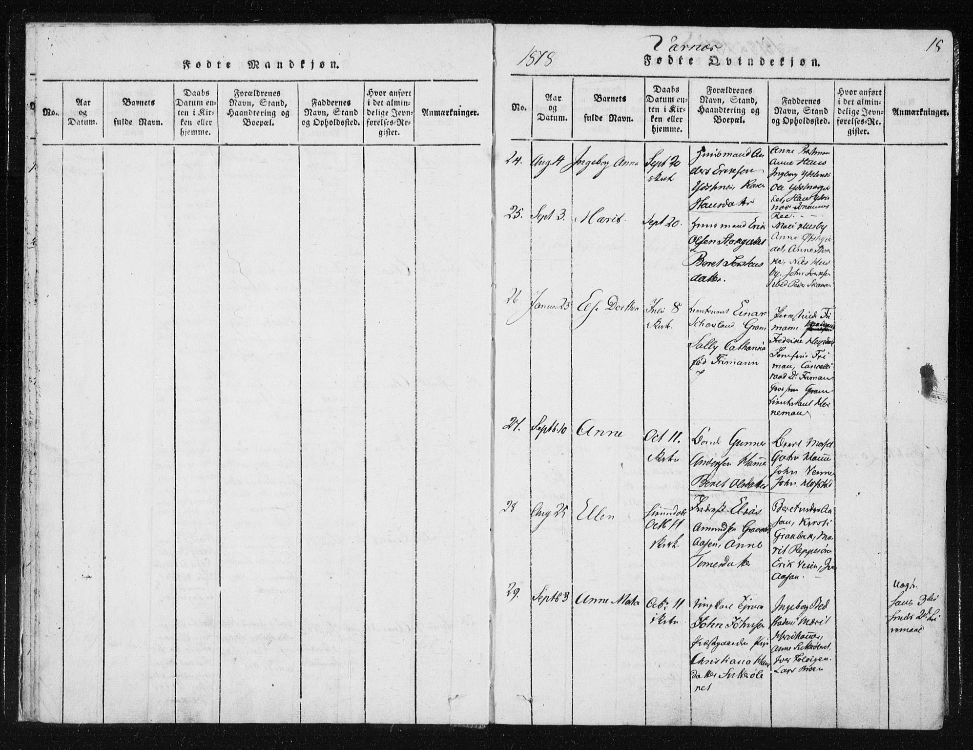 Ministerialprotokoller, klokkerbøker og fødselsregistre - Nord-Trøndelag, AV/SAT-A-1458/709/L0061: Parish register (official) no. 709A08 /1, 1815-1819, p. 15