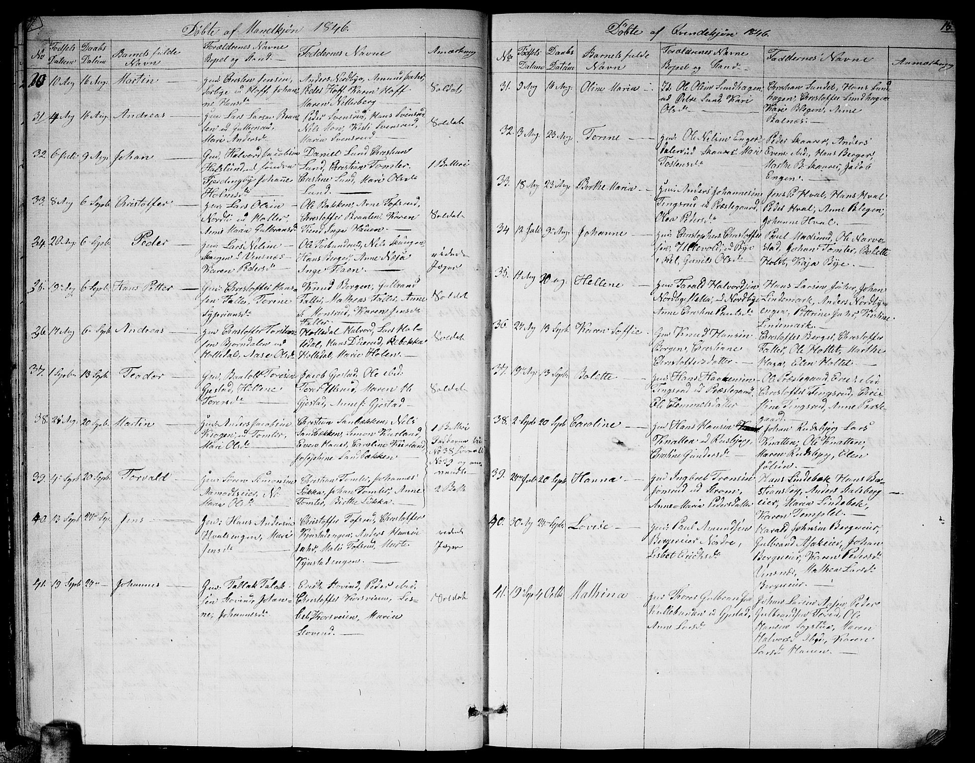 Fet prestekontor Kirkebøker, AV/SAO-A-10370a/G/Ga/L0002: Parish register (copy) no. I 2, 1843-1859, p. 15