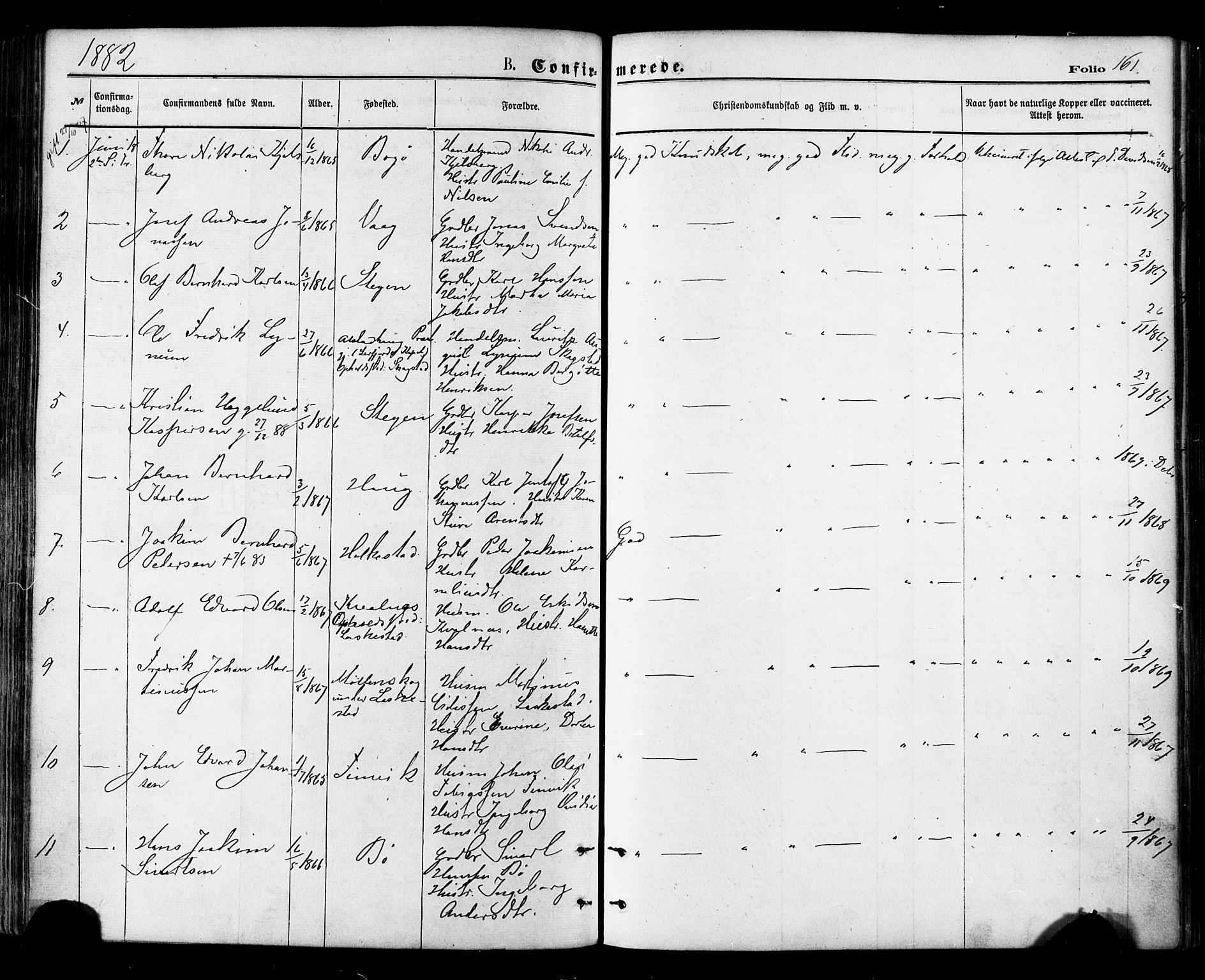 Ministerialprotokoller, klokkerbøker og fødselsregistre - Nordland, SAT/A-1459/855/L0802: Parish register (official) no. 855A10, 1875-1886, p. 161