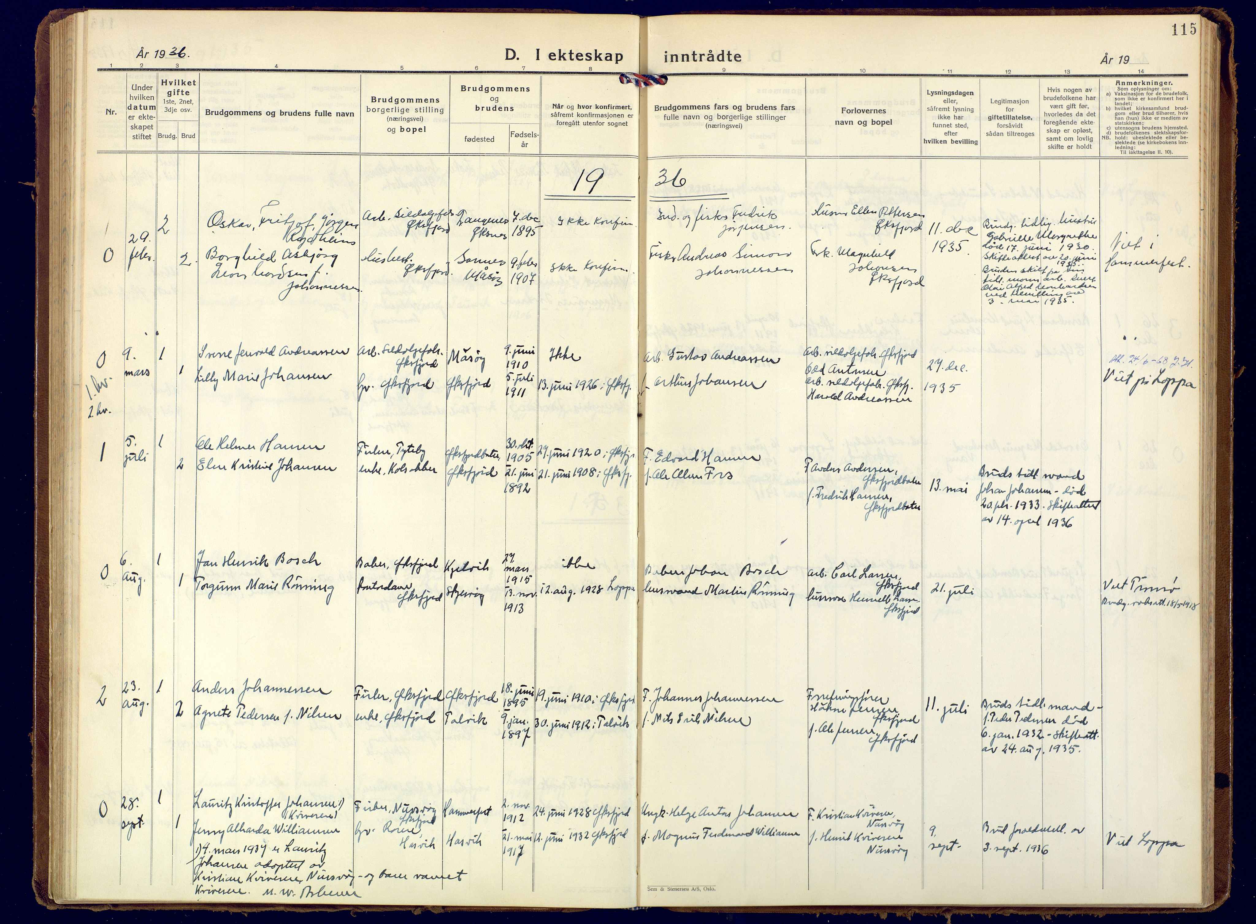 Loppa sokneprestkontor, AV/SATØ-S-1339/H/Ha/L0015kirke: Parish register (official) no. 15, 1933-1941, p. 115