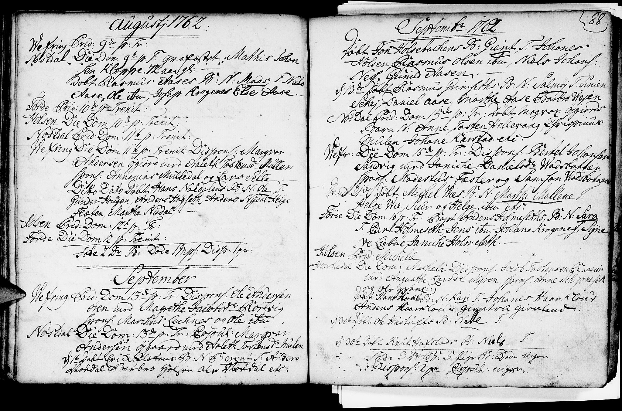 Førde sokneprestembete, AV/SAB-A-79901/H/Haa/Haaa/L0003: Parish register (official) no. A 3, 1749-1764, p. 88