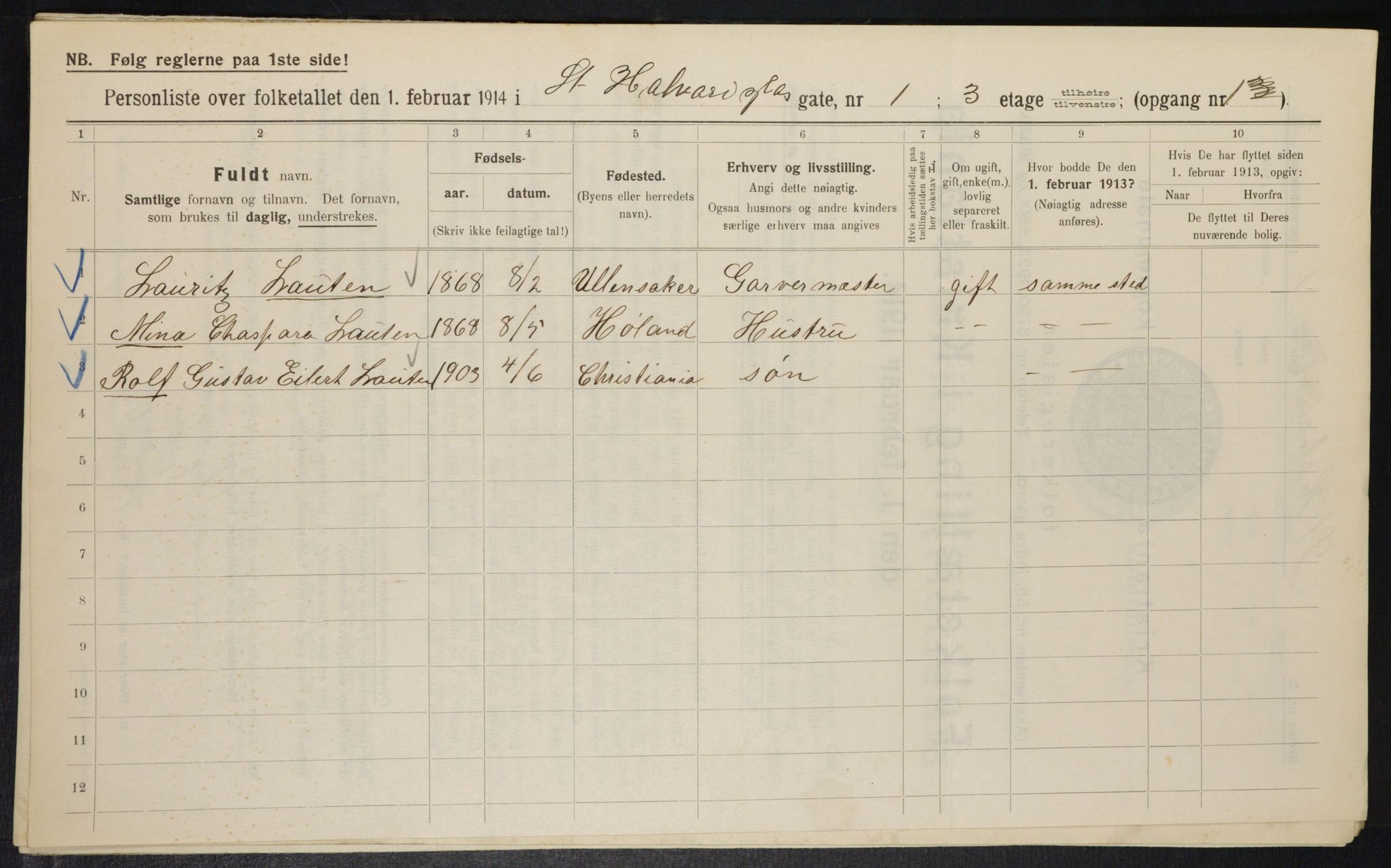 OBA, Municipal Census 1914 for Kristiania, 1914, p. 87753