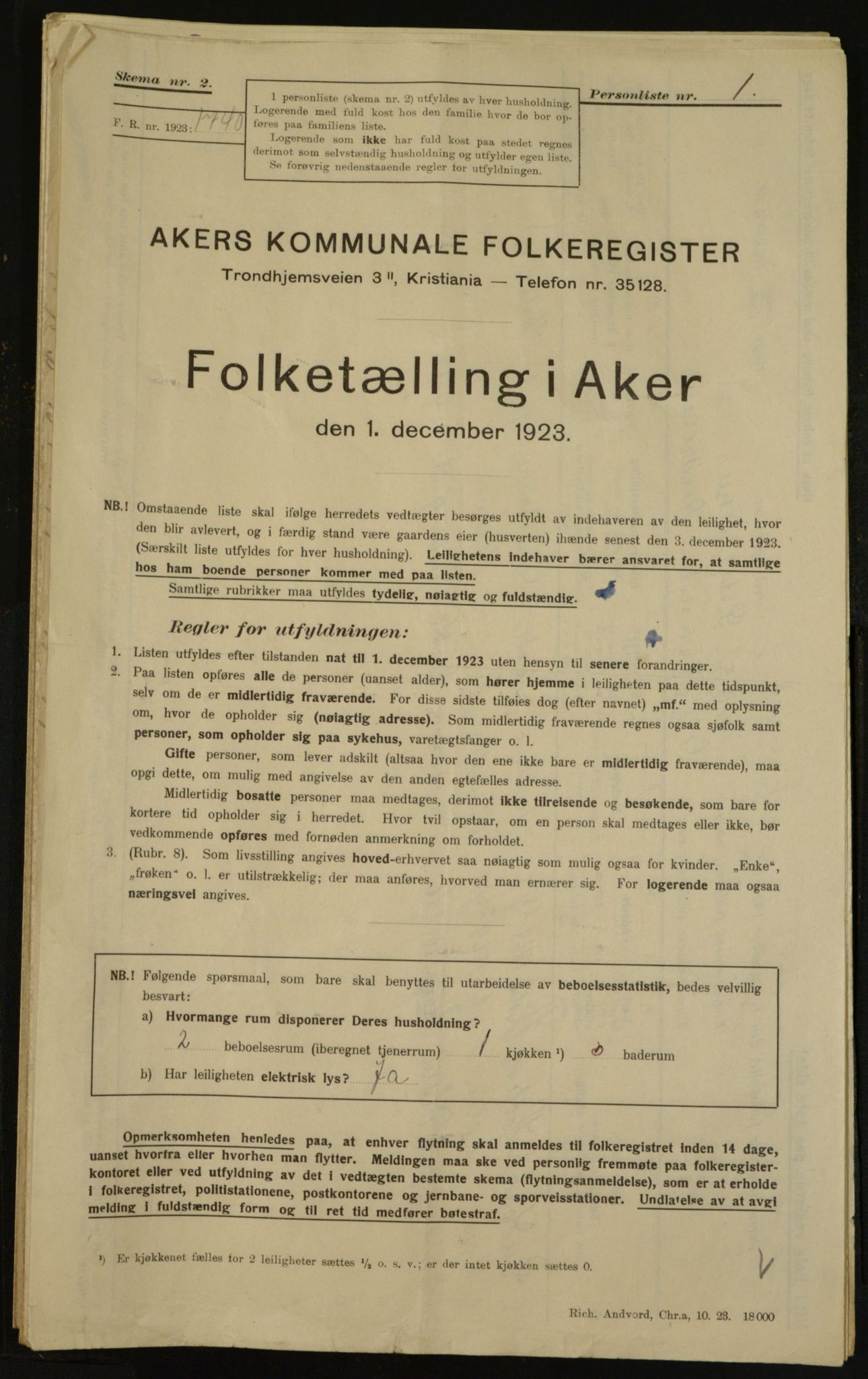 , Municipal Census 1923 for Aker, 1923, p. 33557