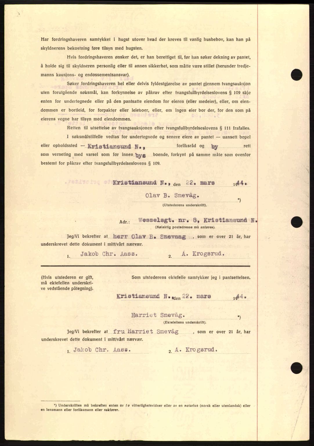 Kristiansund byfogd, SAT/A-4587/A/27: Mortgage book no. 37-38, 1943-1945, Diary no: : 295/1944