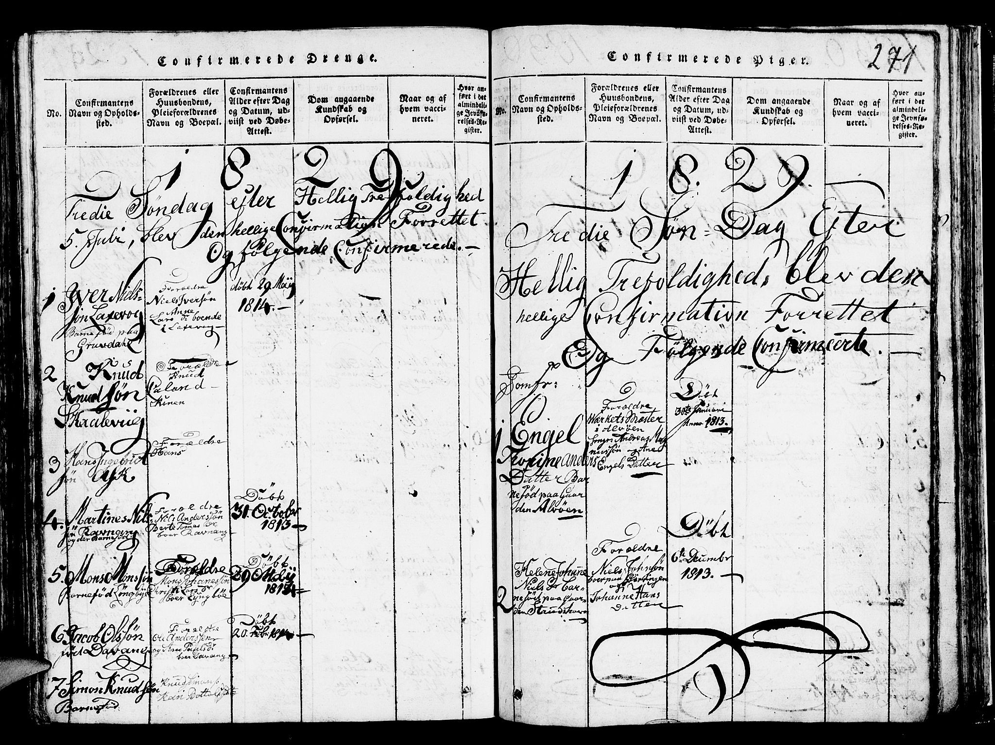 Askøy Sokneprestembete, AV/SAB-A-74101/H/Ha/Hab/Haba/L0002: Parish register (copy) no. A 2, 1815-1846, p. 271