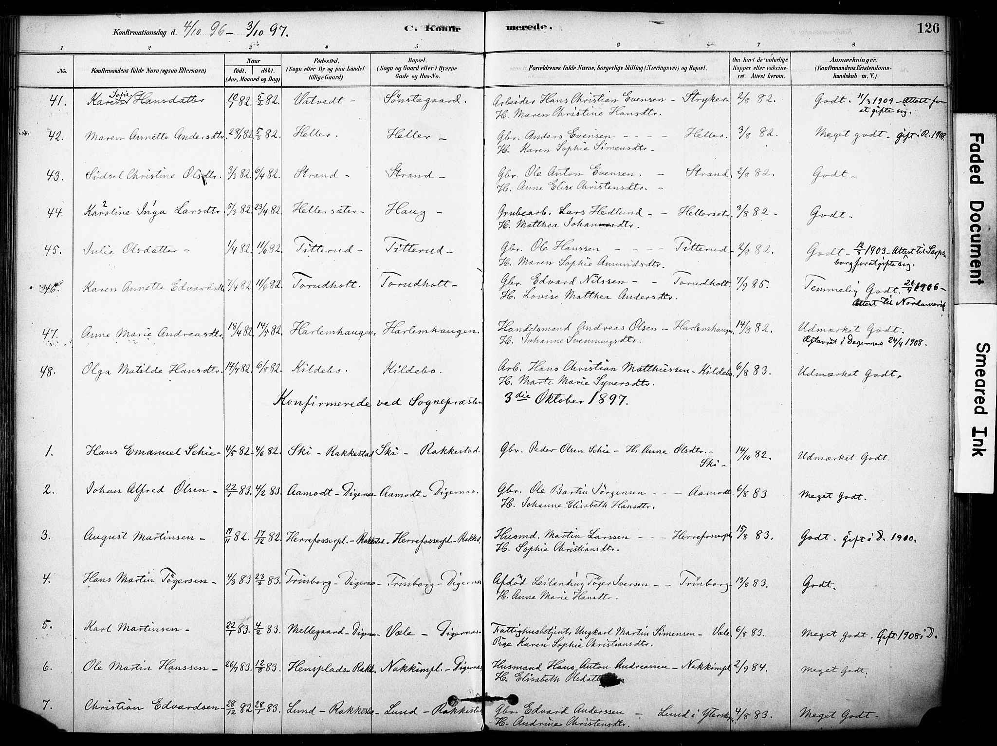 Rakkestad prestekontor Kirkebøker, AV/SAO-A-2008/F/Fb/L0001: Parish register (official) no. II 1, 1878-1899, p. 126