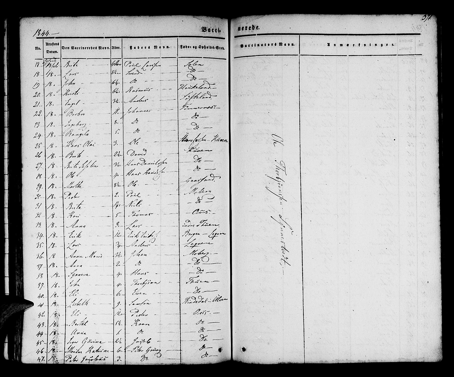 Os sokneprestembete, SAB/A-99929: Parish register (official) no. A 15, 1839-1851, p. 371