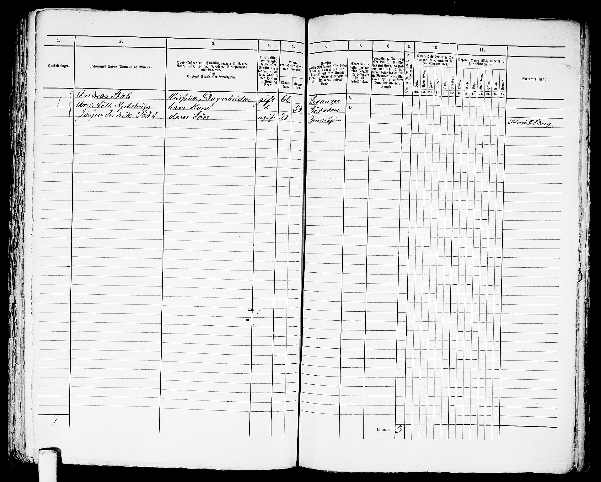 RA, 1865 census for Trondheim, 1865, p. 2453