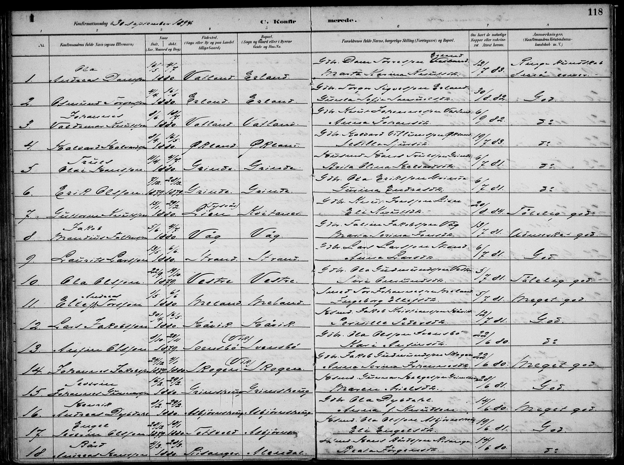 Skjold sokneprestkontor, SAST/A-101847/H/Ha/Haa/L0010: Parish register (official) no. A 10, 1882-1897, p. 118
