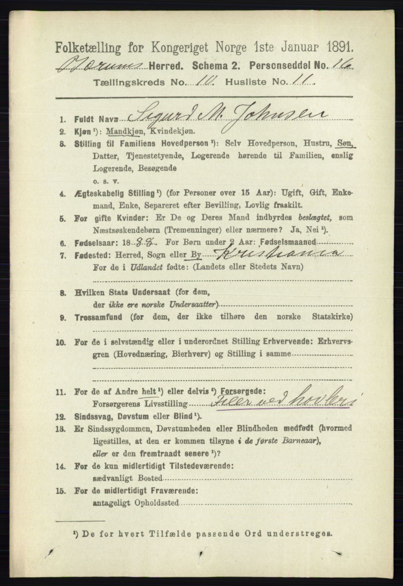 RA, 1891 census for 0219 Bærum, 1891, p. 6496