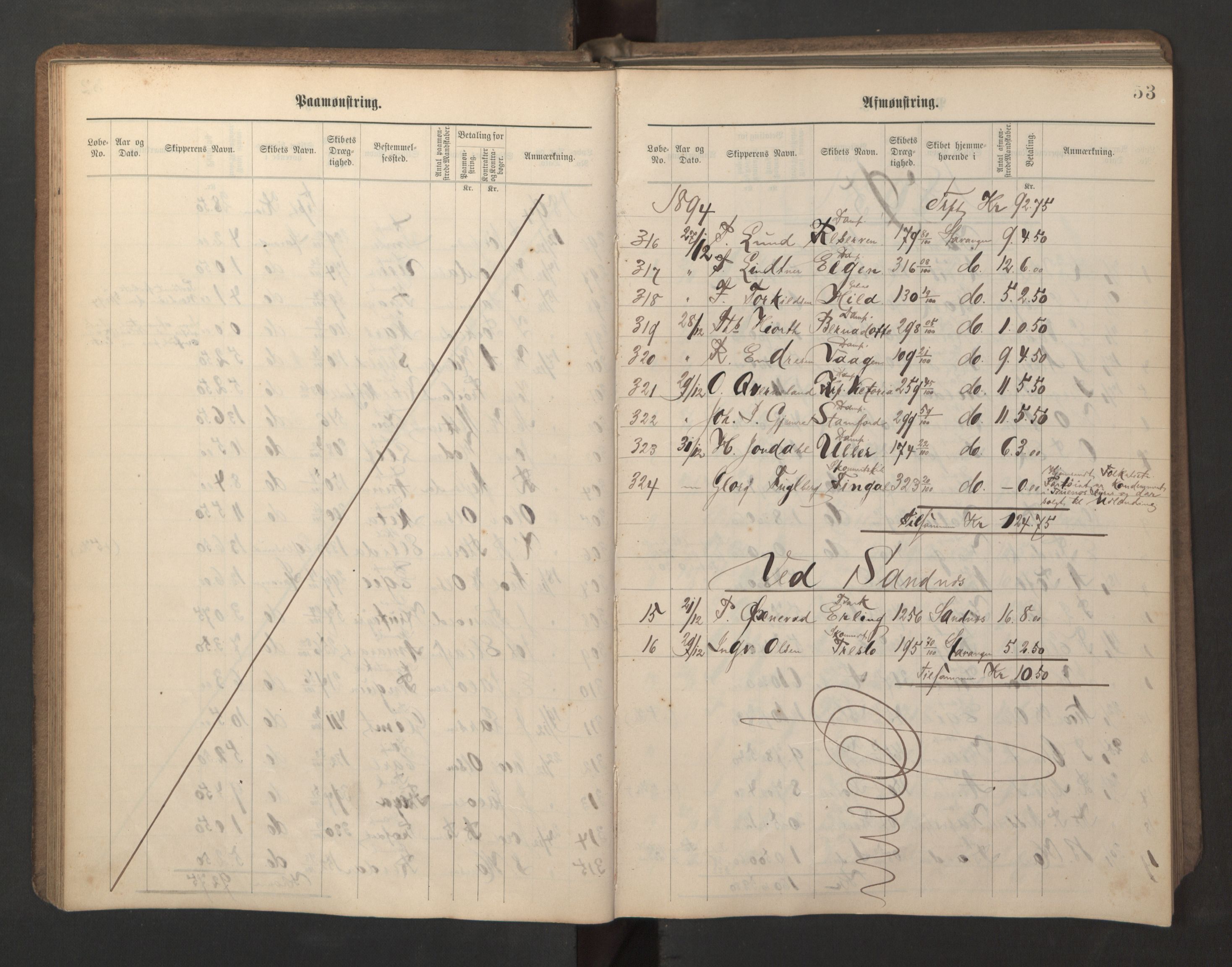 Stavanger sjømannskontor, SAST/A-102006/G/Ga/L0004: Mønstringsjournal, 1893-1900, p. 57