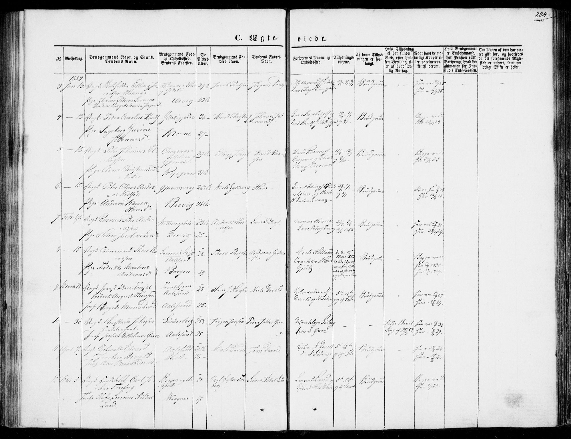 Ministerialprotokoller, klokkerbøker og fødselsregistre - Møre og Romsdal, SAT/A-1454/528/L0397: Parish register (official) no. 528A08, 1848-1858, p. 204
