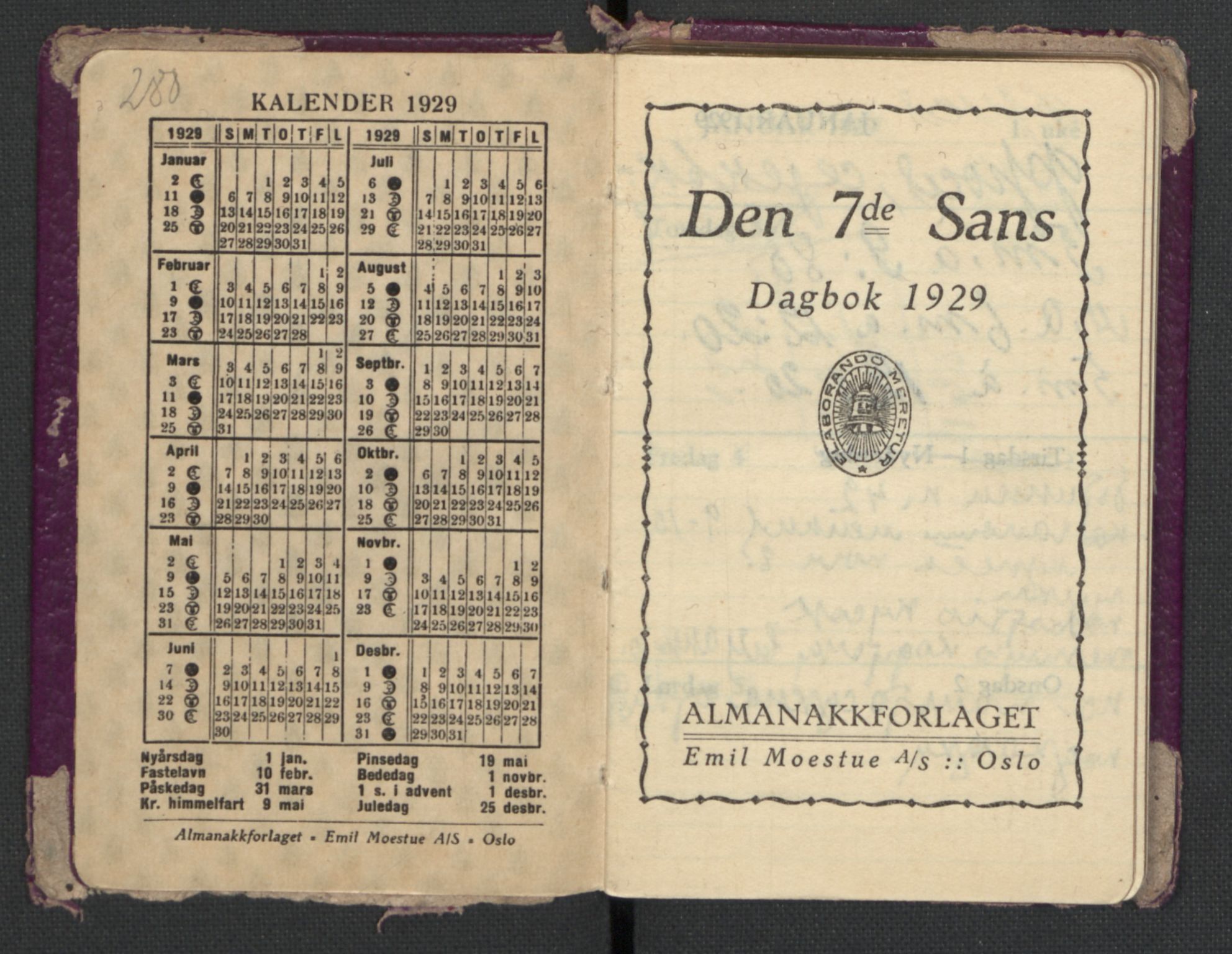 Quisling, Vidkun, AV/RA-PA-0750/H/L0001: 7. sanser (lommealmanakker) med Quislings egenhendige innførsler - 22 stk. i skinnmappe, 1922-1944, p. 433