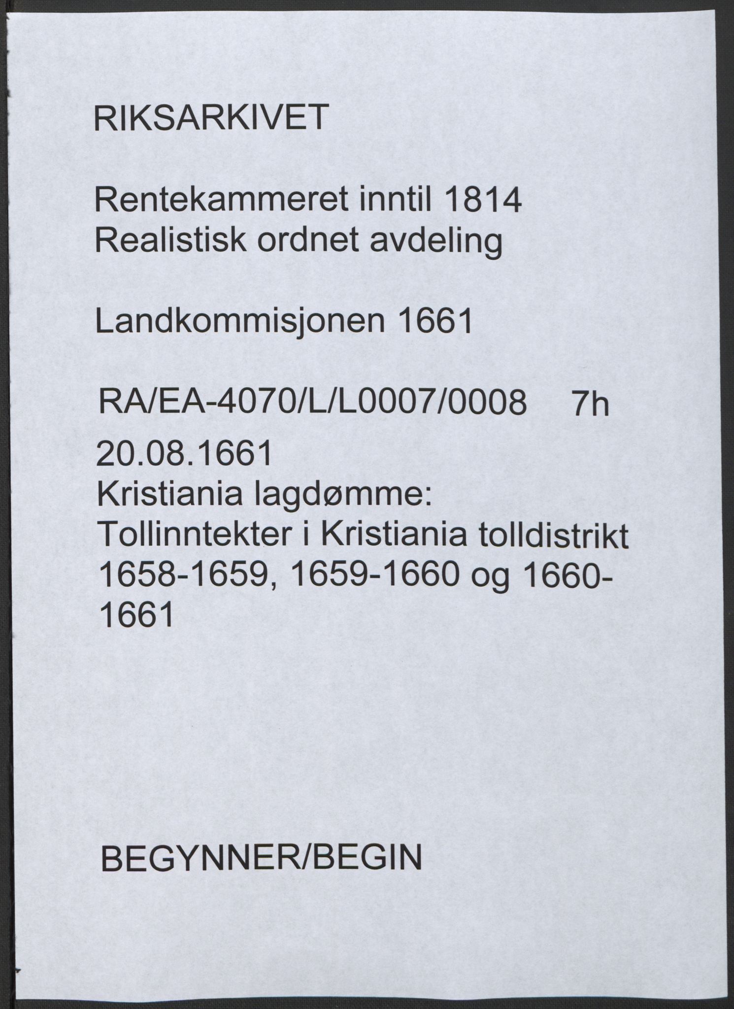 Rentekammeret inntil 1814, Realistisk ordnet avdeling, AV/RA-EA-4070/L/L0007/0008: Kristiania lagdømme: / Tollinntekter i Kristiania tolldistrikt 1658-1659, 1659-1660 og 1660-1661, 1658-1661