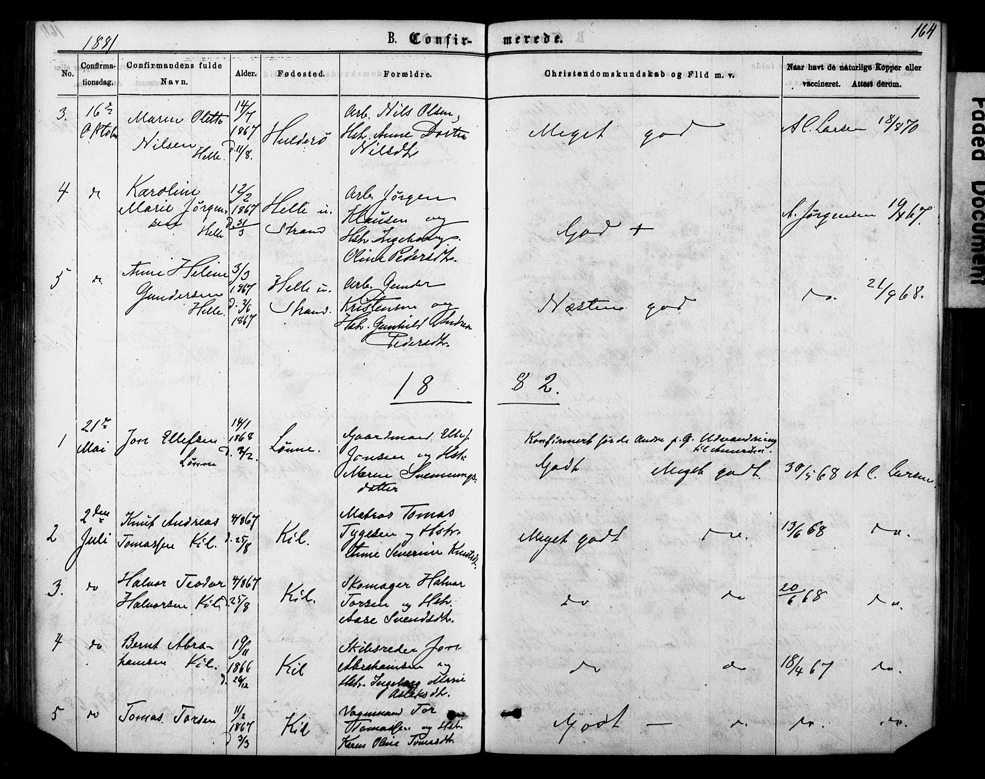 Sannidal kirkebøker, AV/SAKO-A-296/F/Fa/L0014: Parish register (official) no. 14, 1874-1883, p. 164