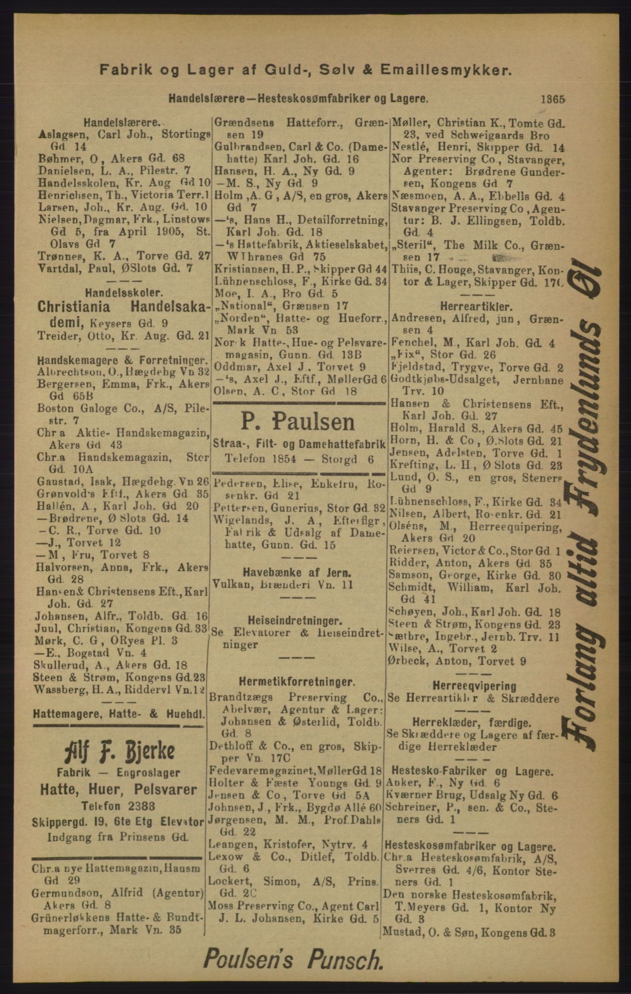 Kristiania/Oslo adressebok, PUBL/-, 1905, p. 1365