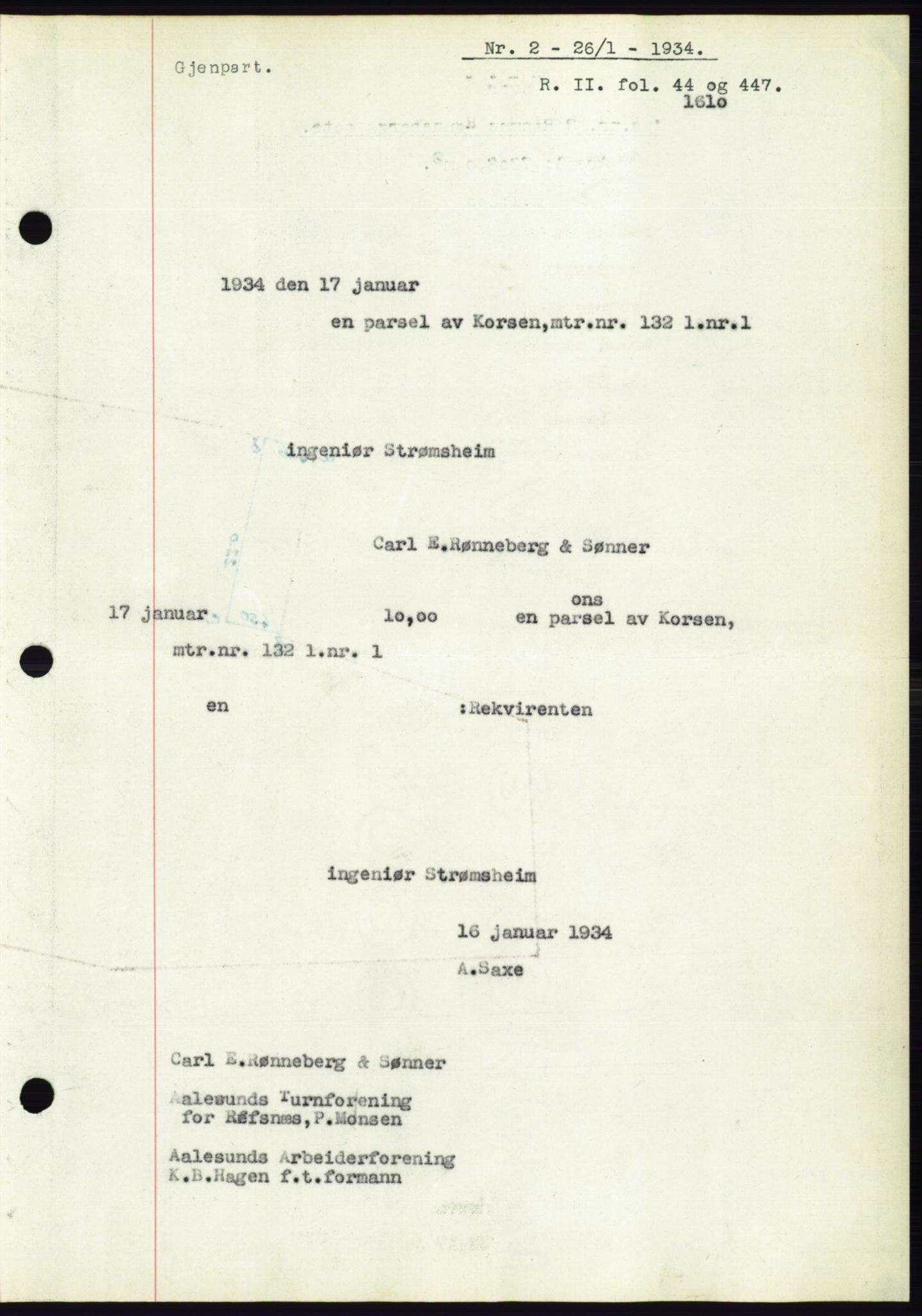 Ålesund byfogd, AV/SAT-A-4384: Mortgage book no. 31, 1933-1934, Deed date: 26.01.1934