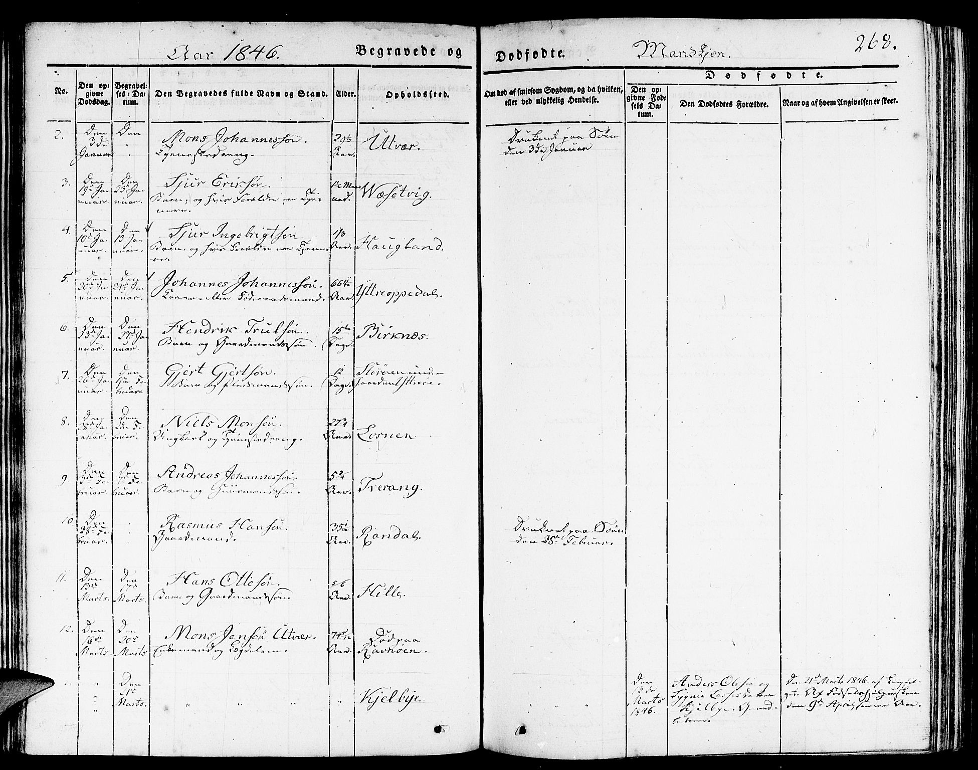 Gulen sokneprestembete, AV/SAB-A-80201/H/Haa/Haaa/L0020: Parish register (official) no. A 20, 1837-1847, p. 268