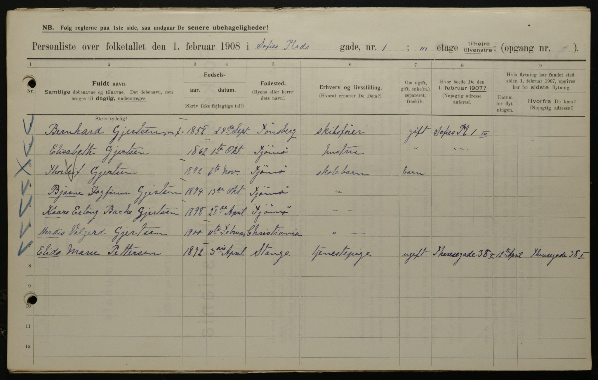 OBA, Municipal Census 1908 for Kristiania, 1908, p. 89519