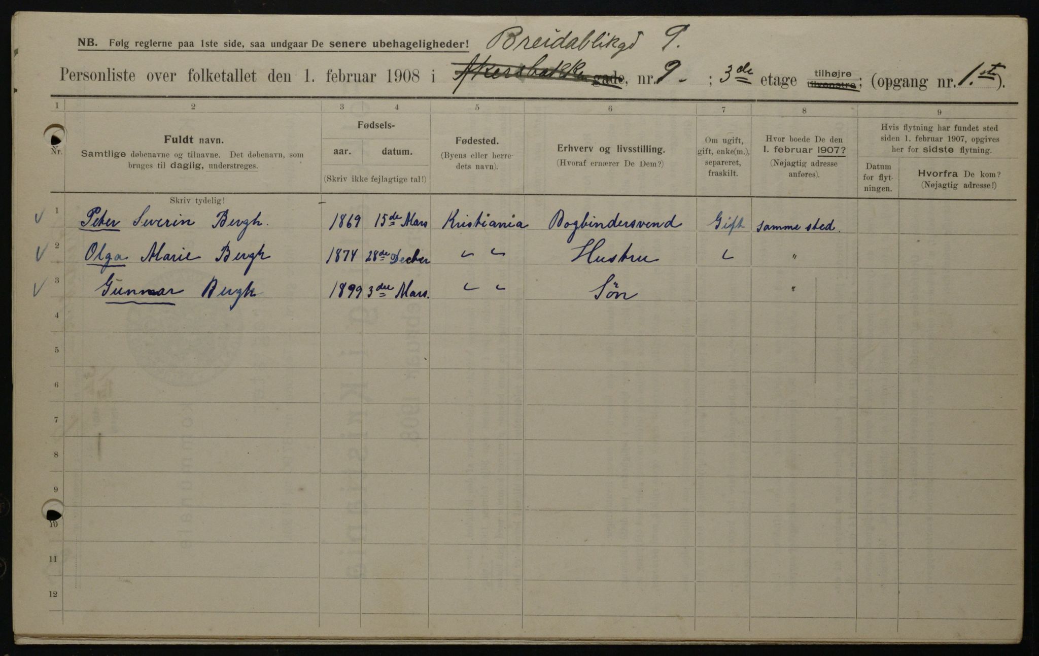 OBA, Municipal Census 1908 for Kristiania, 1908, p. 7871