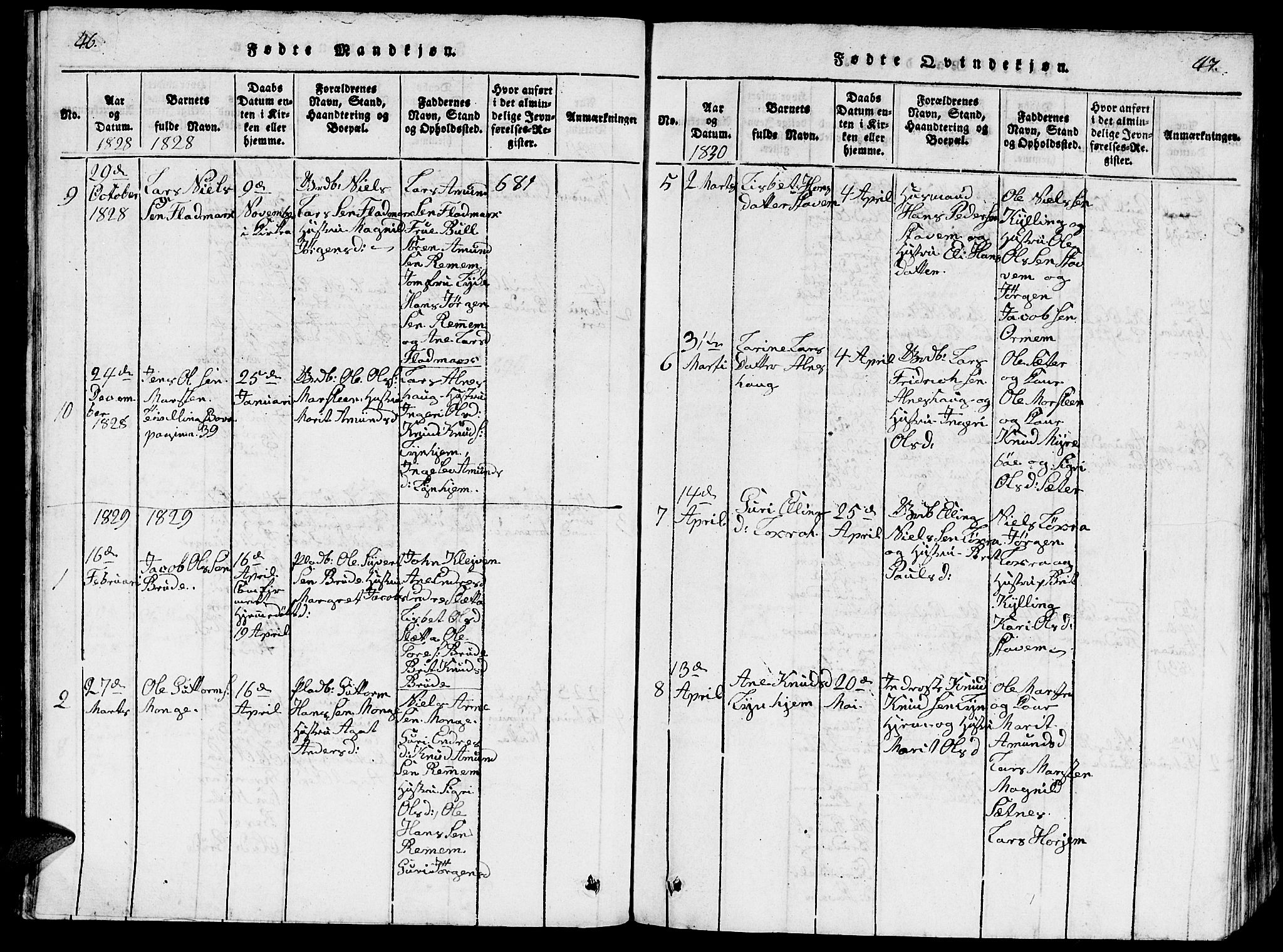 Ministerialprotokoller, klokkerbøker og fødselsregistre - Møre og Romsdal, AV/SAT-A-1454/546/L0595: Parish register (copy) no. 546C01, 1818-1836, p. 46-47