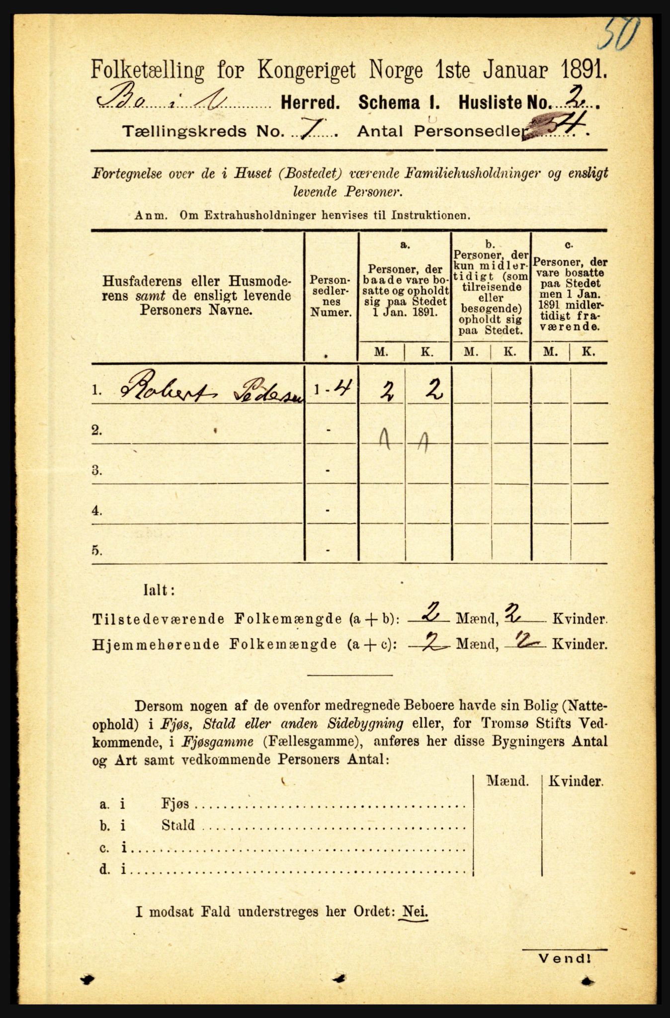 RA, 1891 census for 1867 Bø, 1891, p. 2424