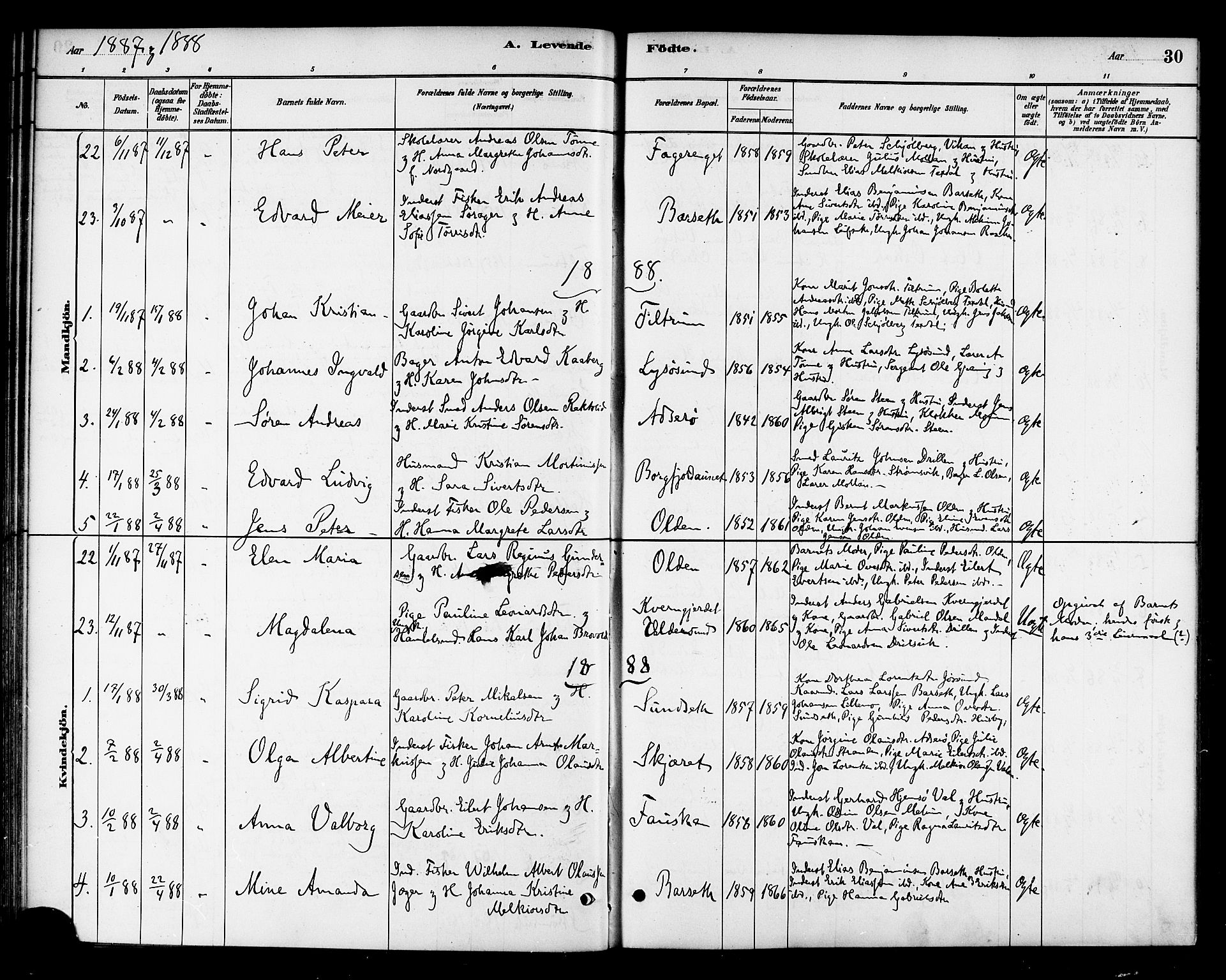 Ministerialprotokoller, klokkerbøker og fødselsregistre - Sør-Trøndelag, SAT/A-1456/654/L0663: Parish register (official) no. 654A01, 1880-1894, p. 30
