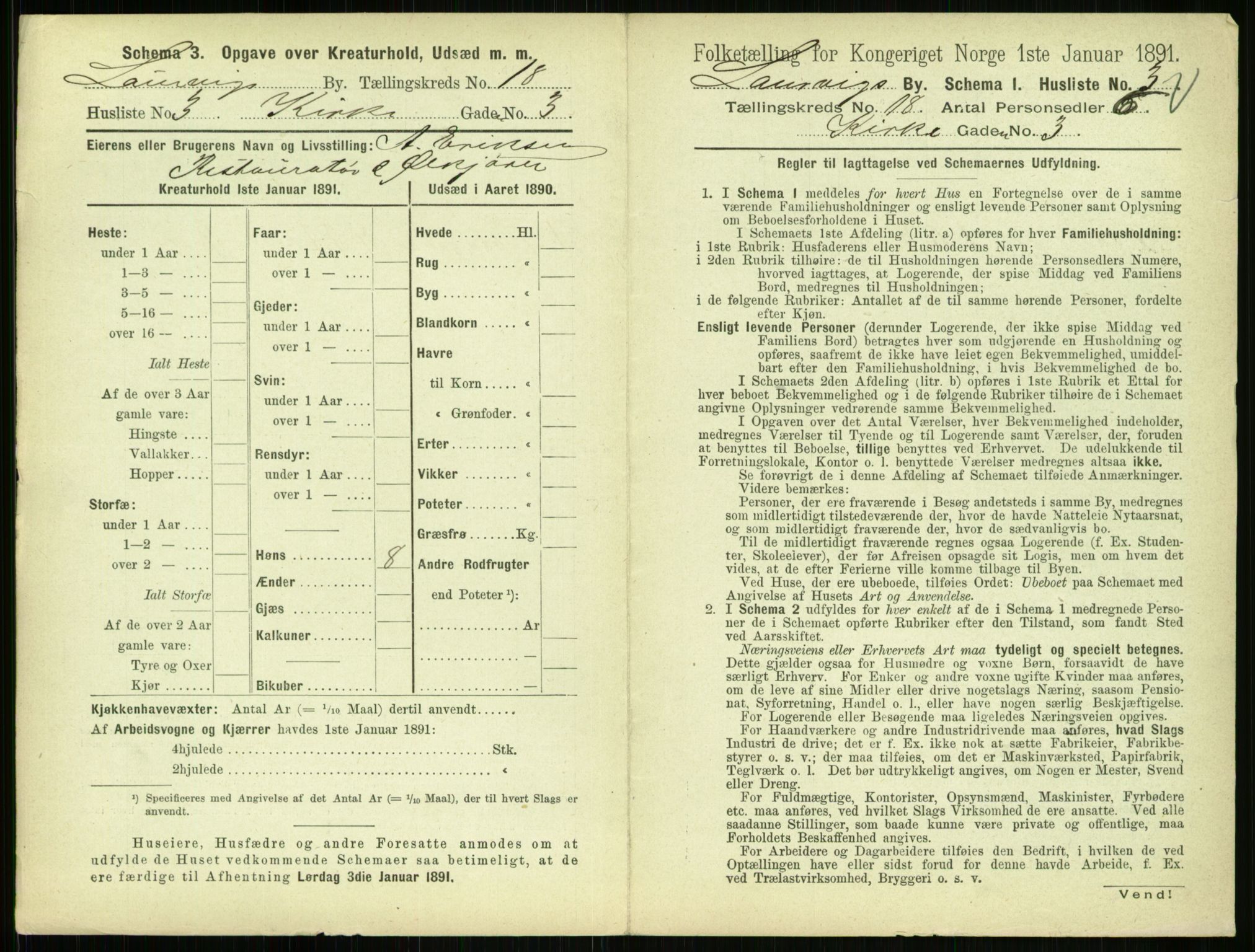 RA, 1891 census for 0707 Larvik, 1891, p. 2105