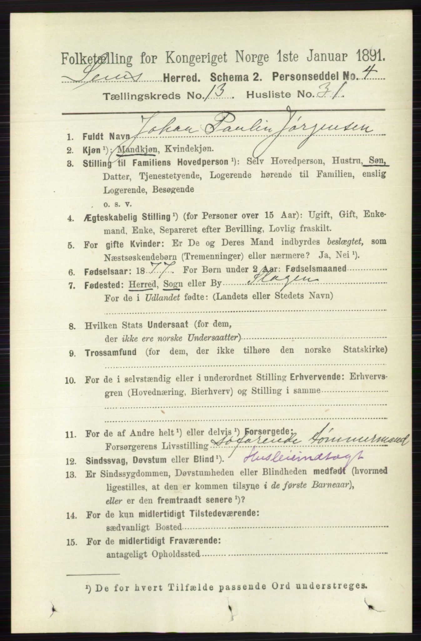 RA, 1891 census for 0721 Sem, 1891, p. 6647